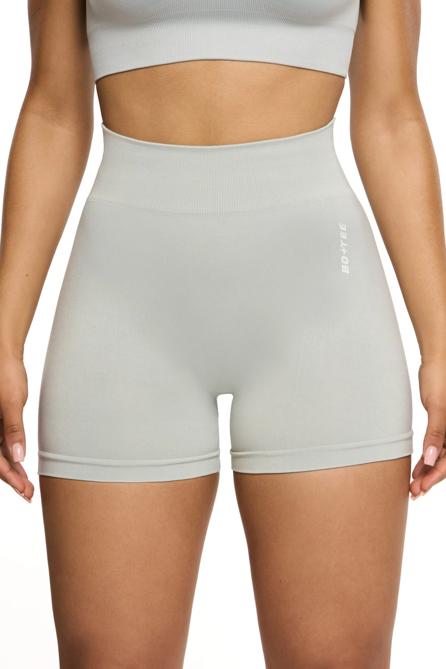 Invigorate - Seamless High Waist Mini Shorts In Grey - Image 9