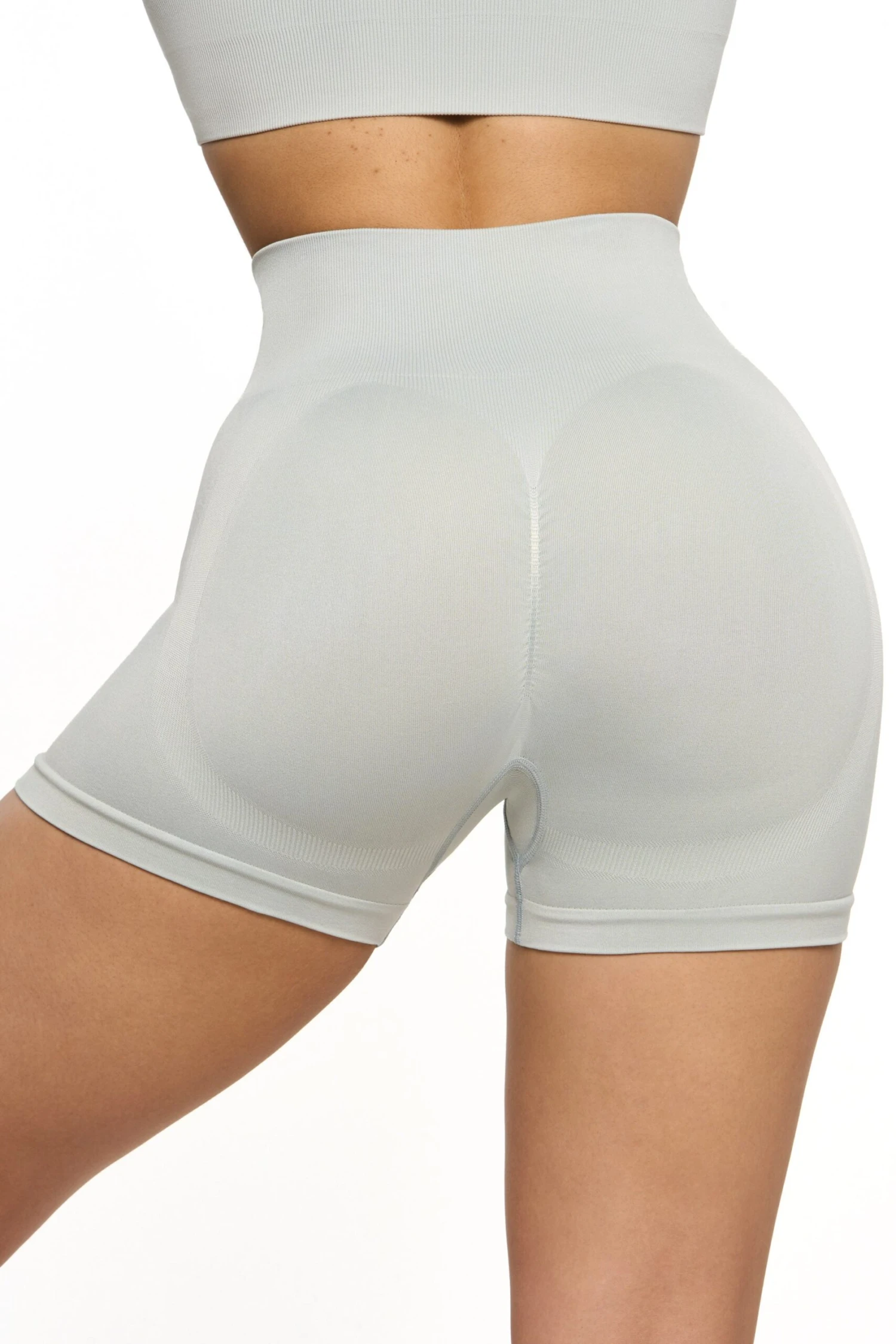 Invigorate - Seamless High Waist Mini Shorts In Grey - Image 10