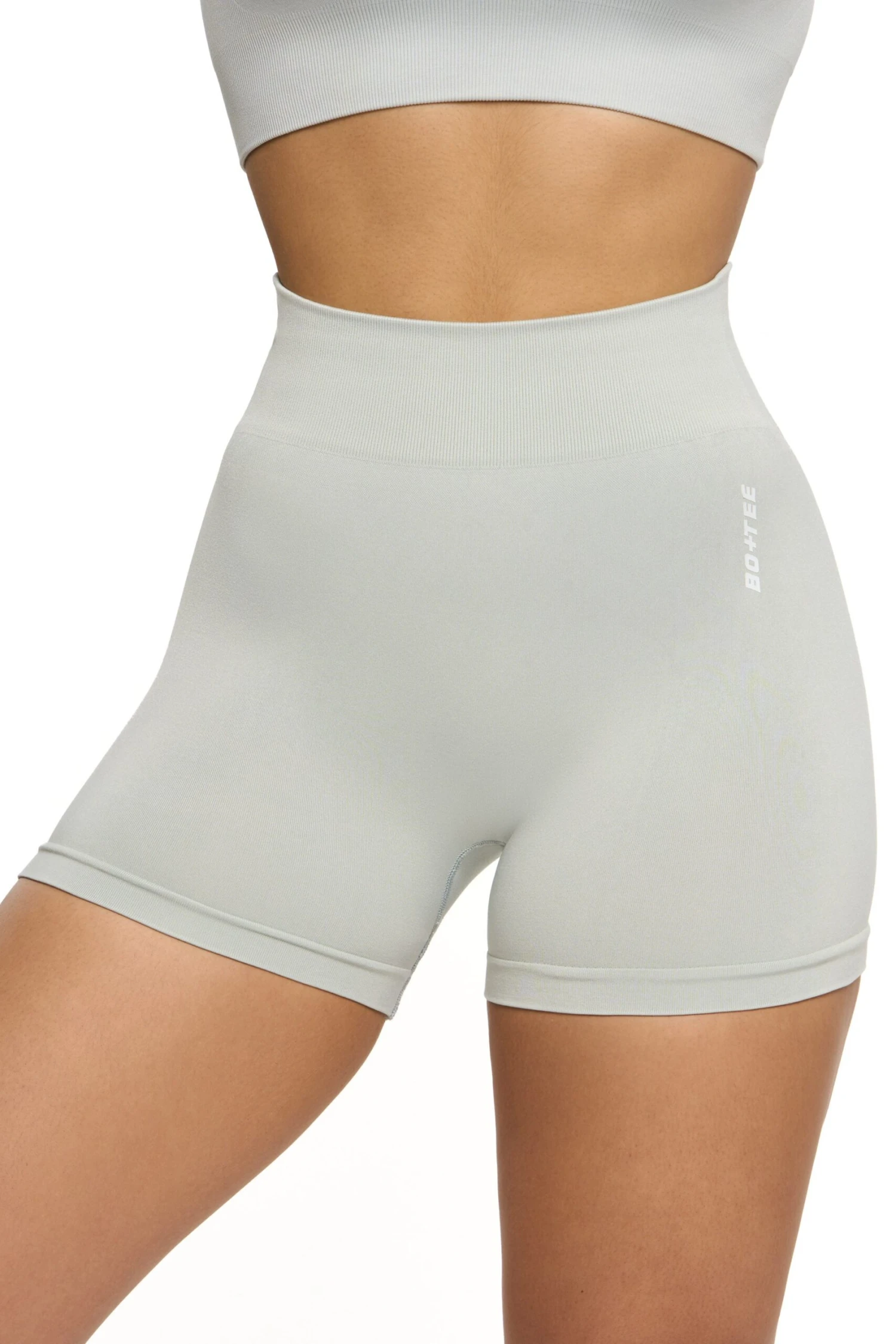 Invigorate - Seamless High Waist Mini Shorts In Grey - Image 7