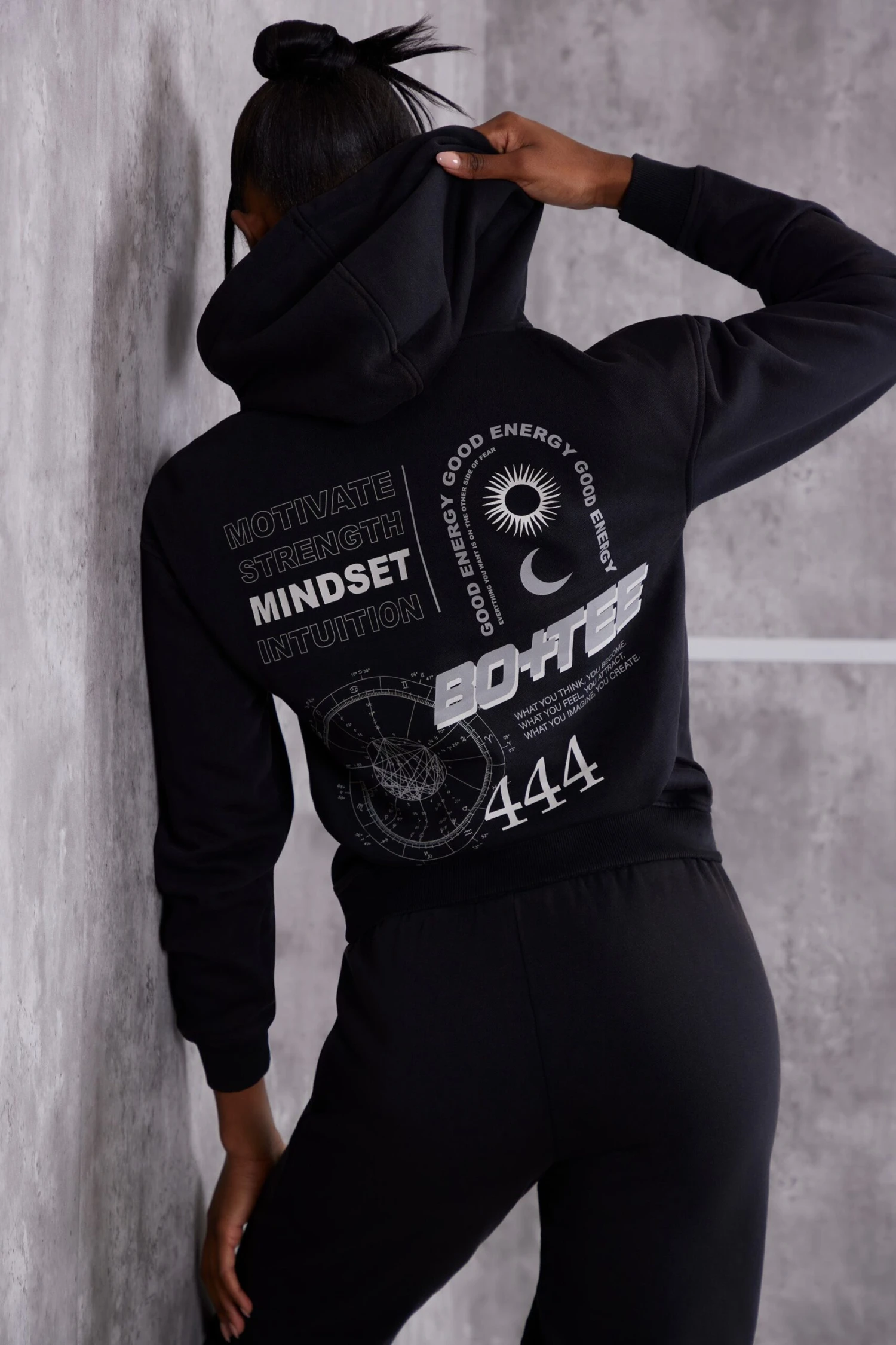 High Vibe - Hooded Sweatshirt In Washed Black - Image 5