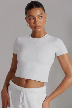 Essence - Cap Sleeve Baby Tee In Heather Grey