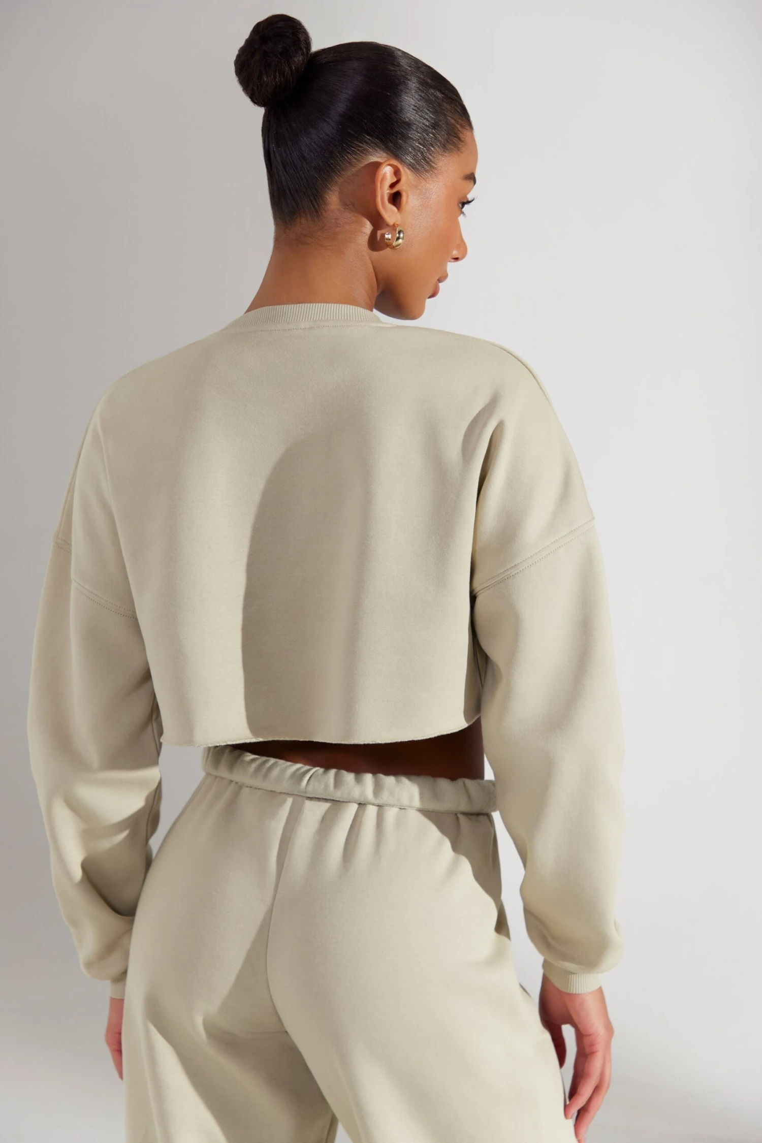 Fundamental - Cropped Oversized Sweatshirt In Limestone - Image 3