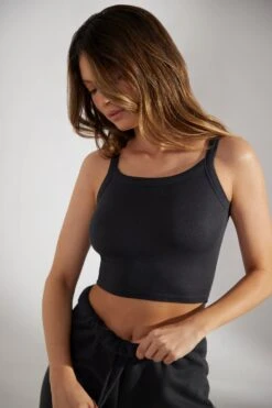 Body - Soft Rib Tank Top In Washed Black
