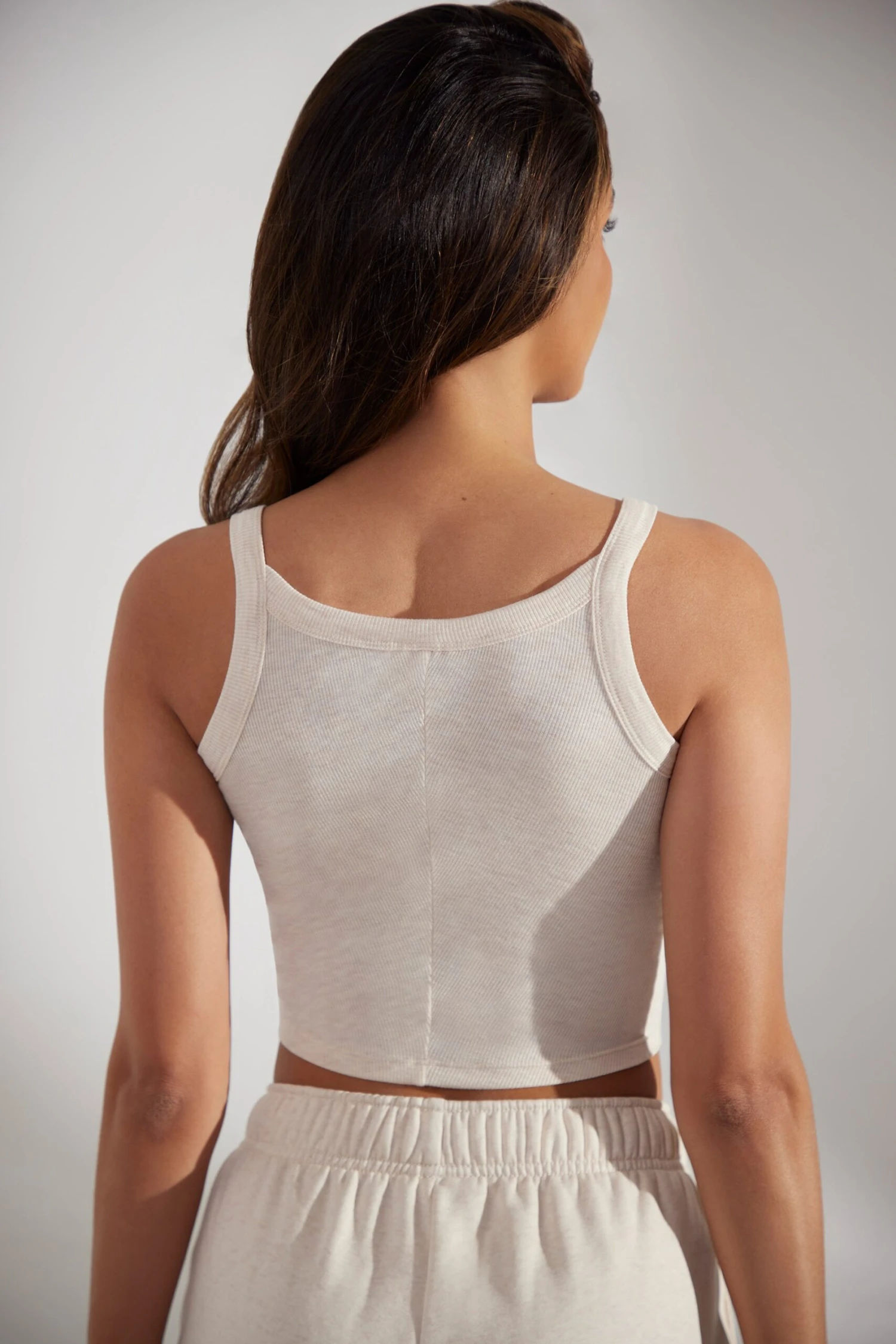 Body - Soft Rib Tank Top In Heather Oat - Image 3