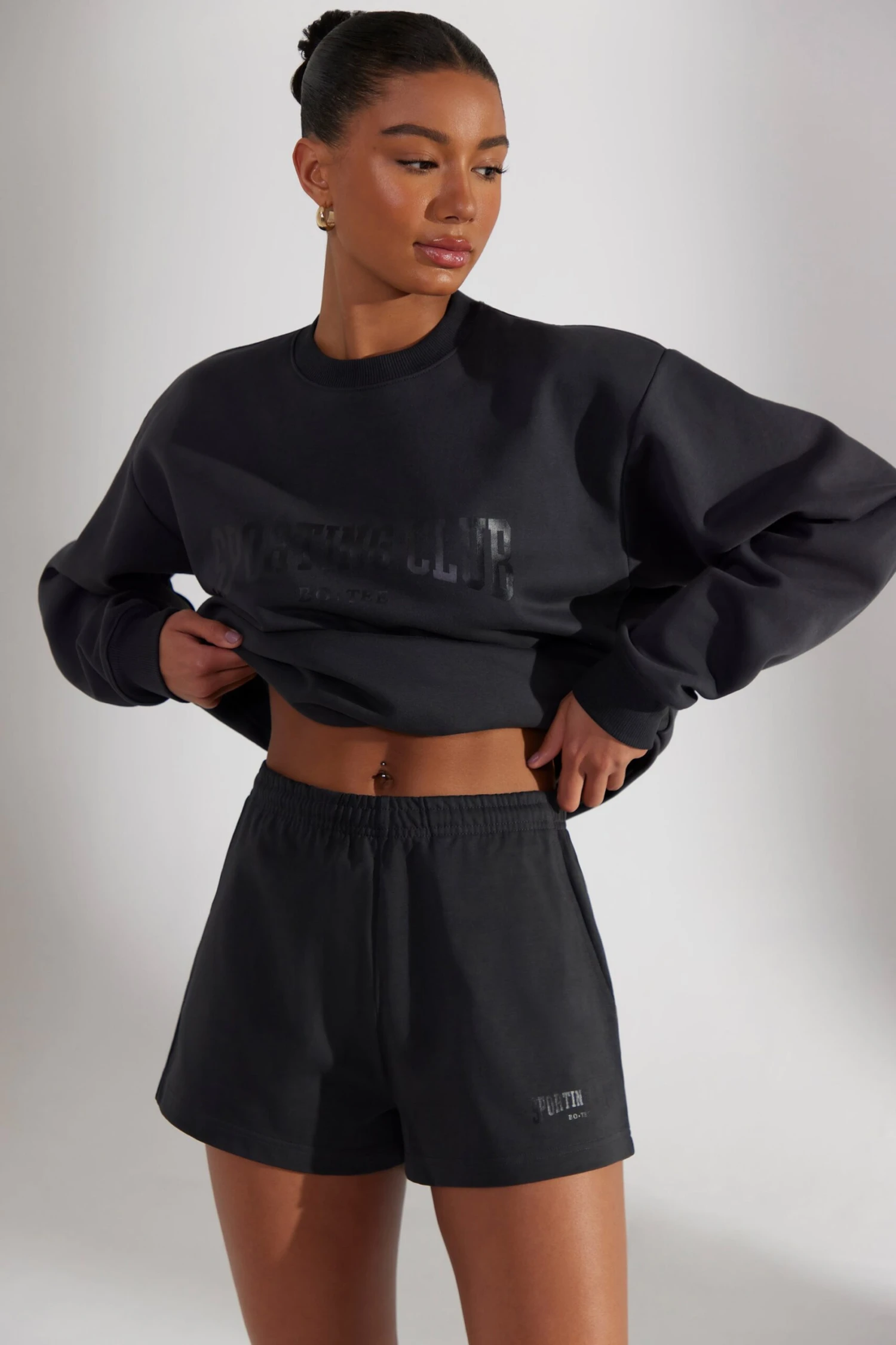 Groundwork - Sweat Shorts In Washed Black - Image 5