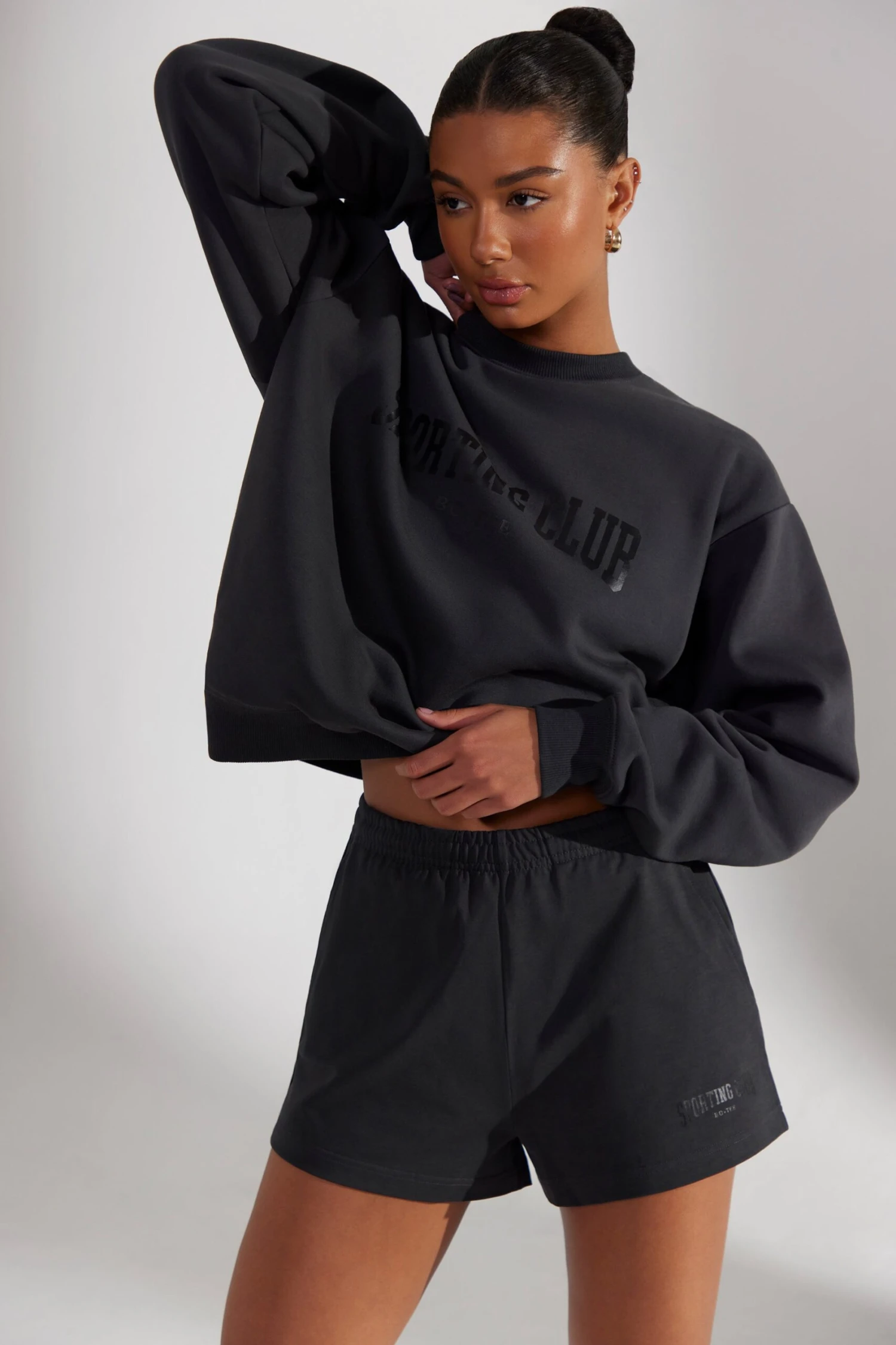 Groundwork - Sweat Shorts In Washed Black - Image 6