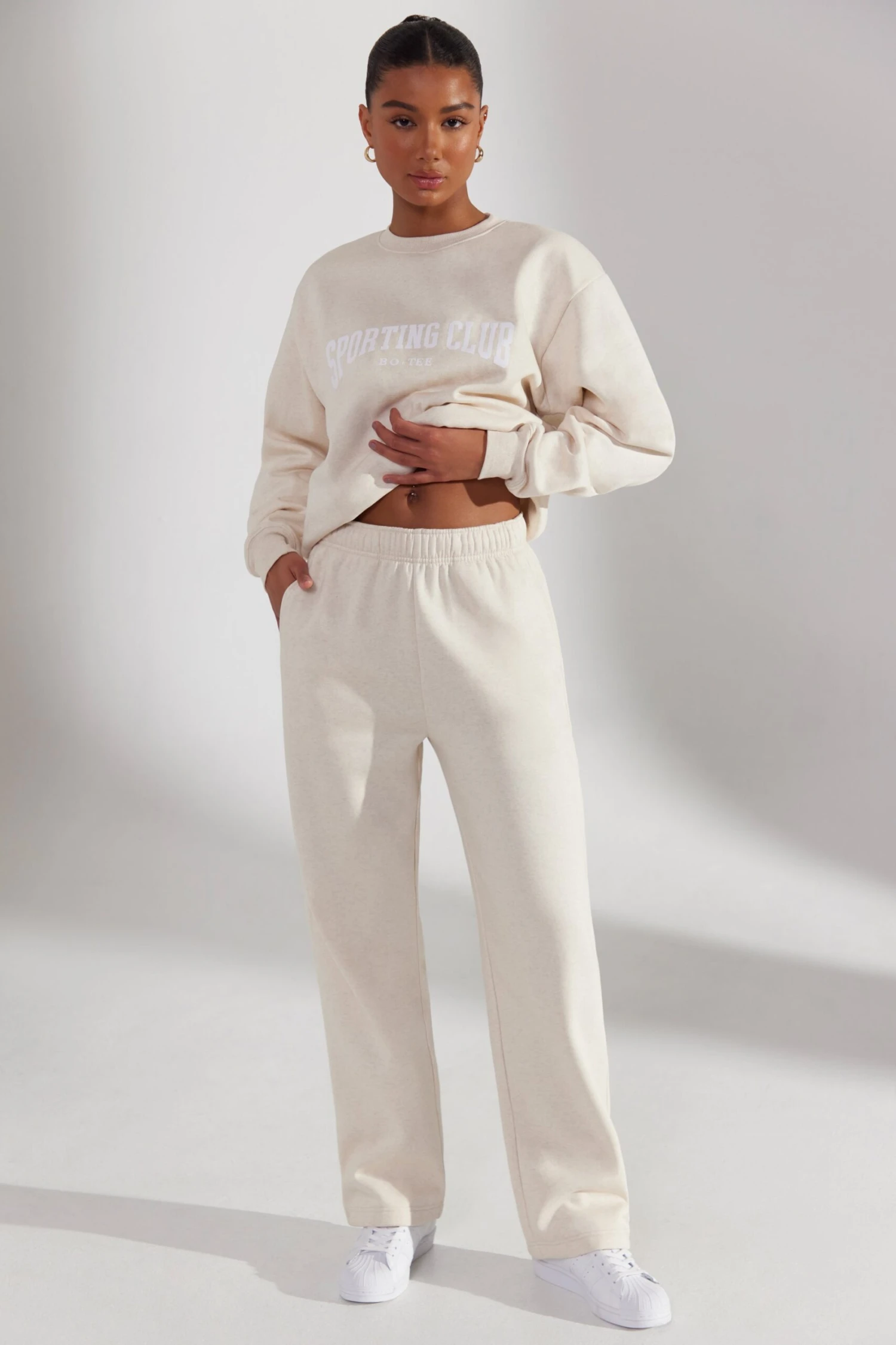 Principal - Wide Leg Joggers In Heather Oat - Image 2