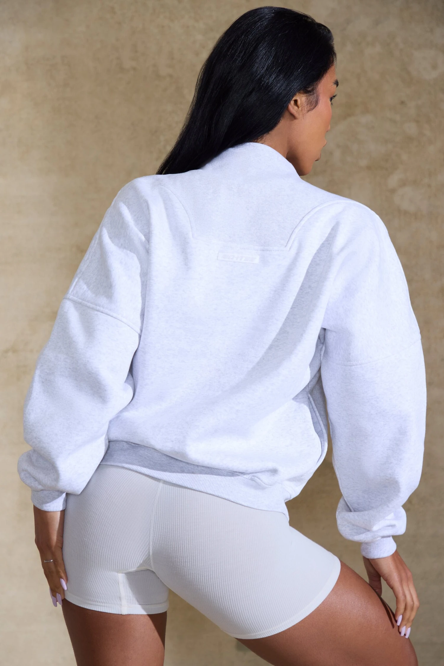 Comfort Zone - Oversized Half Zip Sweatshirt In Marled Grey - Image 3