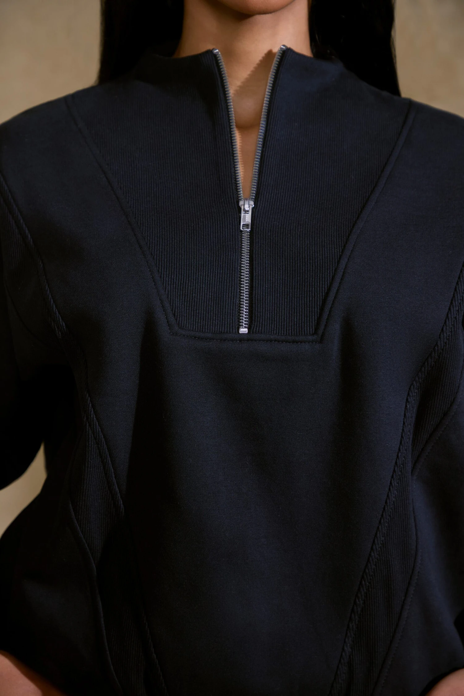 Comfort Zone - Oversized Half Zip Sweatshirt In Black - Image 4