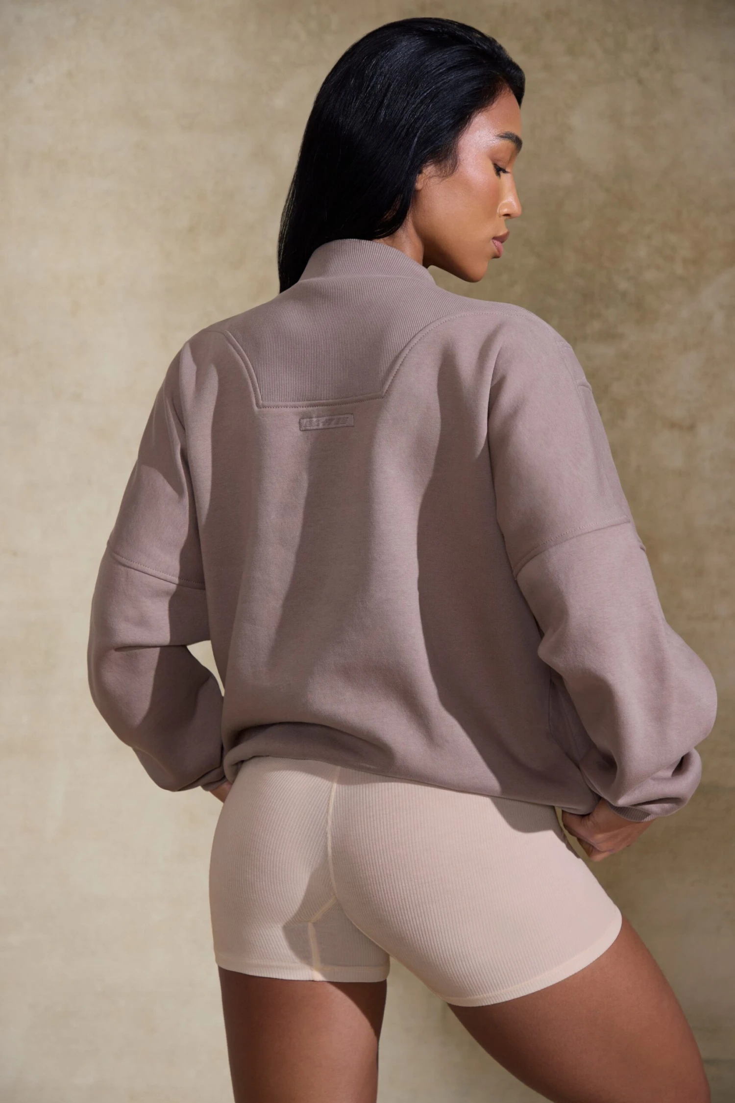 Comfort Zone - Oversized Half Zip Sweatshirt In Brown - Image 3