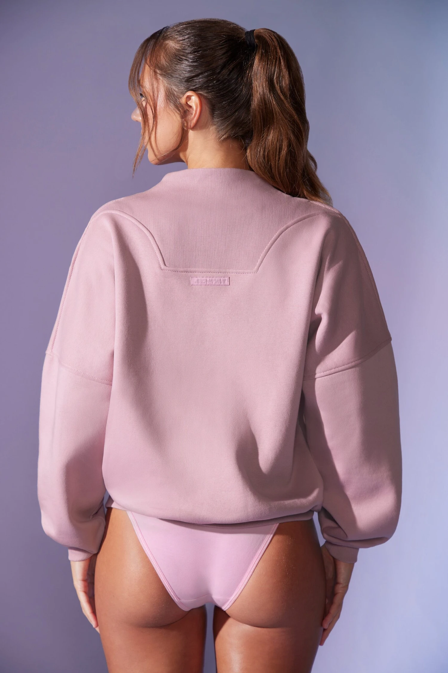 Comfort Zone - Oversized Half Zip Sweatshirt In Dusty Mauve - Image 3
