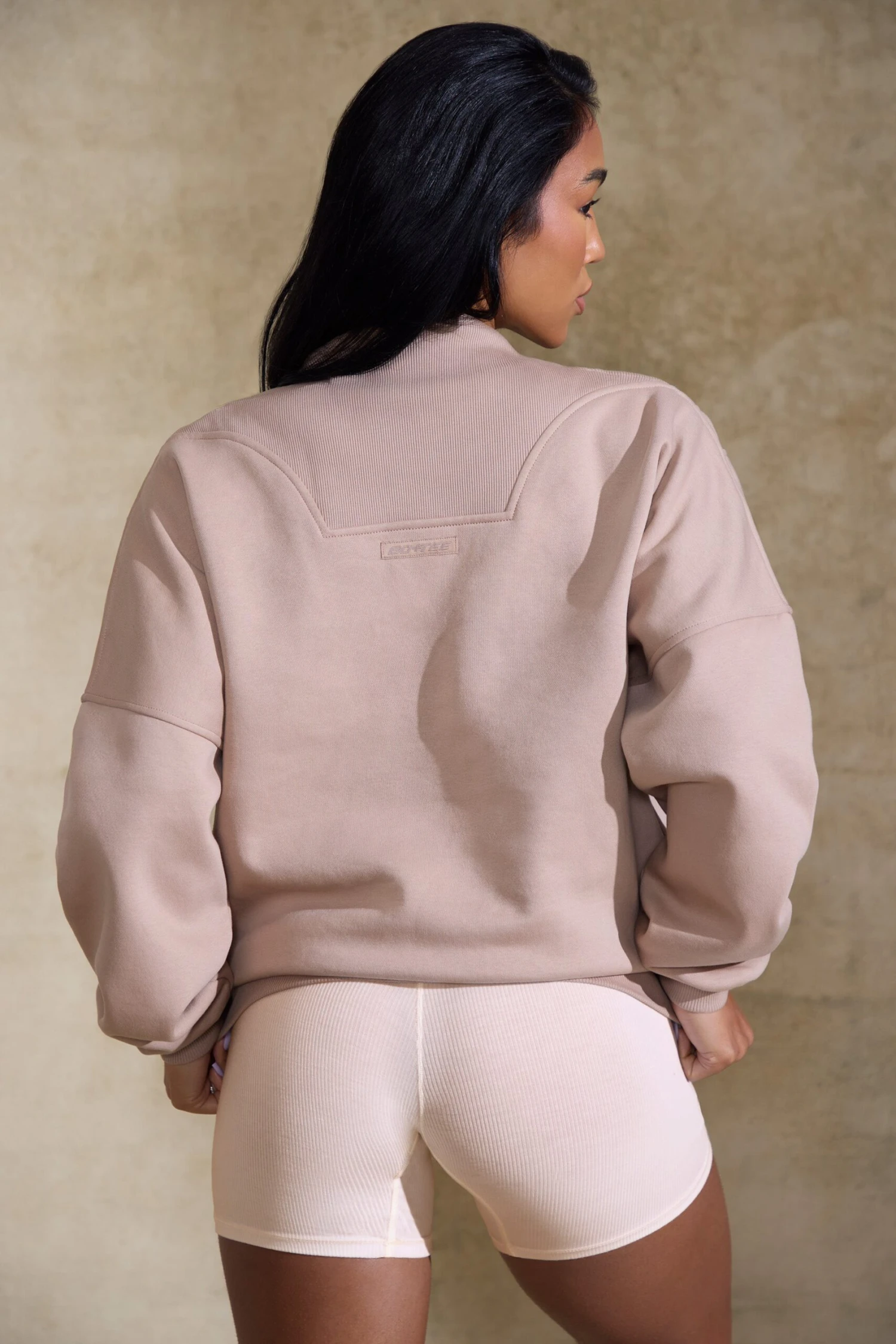 Comfort Zone - Oversized Half Zip Sweatshirt In Taupe - Image 3