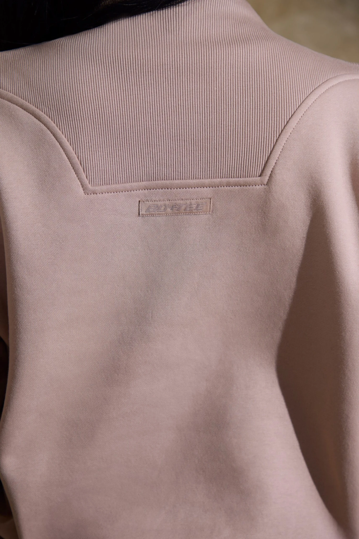 Comfort Zone - Oversized Half Zip Sweatshirt In Taupe - Image 4