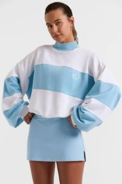 Game - Oversized High Neck Sweatshirt In Sky Blue