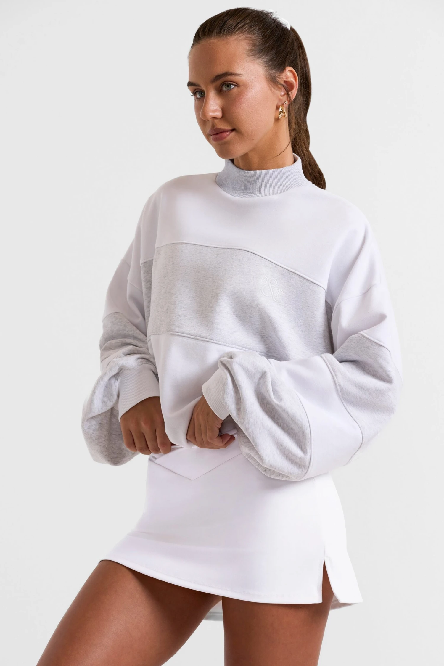 Game - Oversized High Neck Sweatshirt In Soft Grey - Image 6