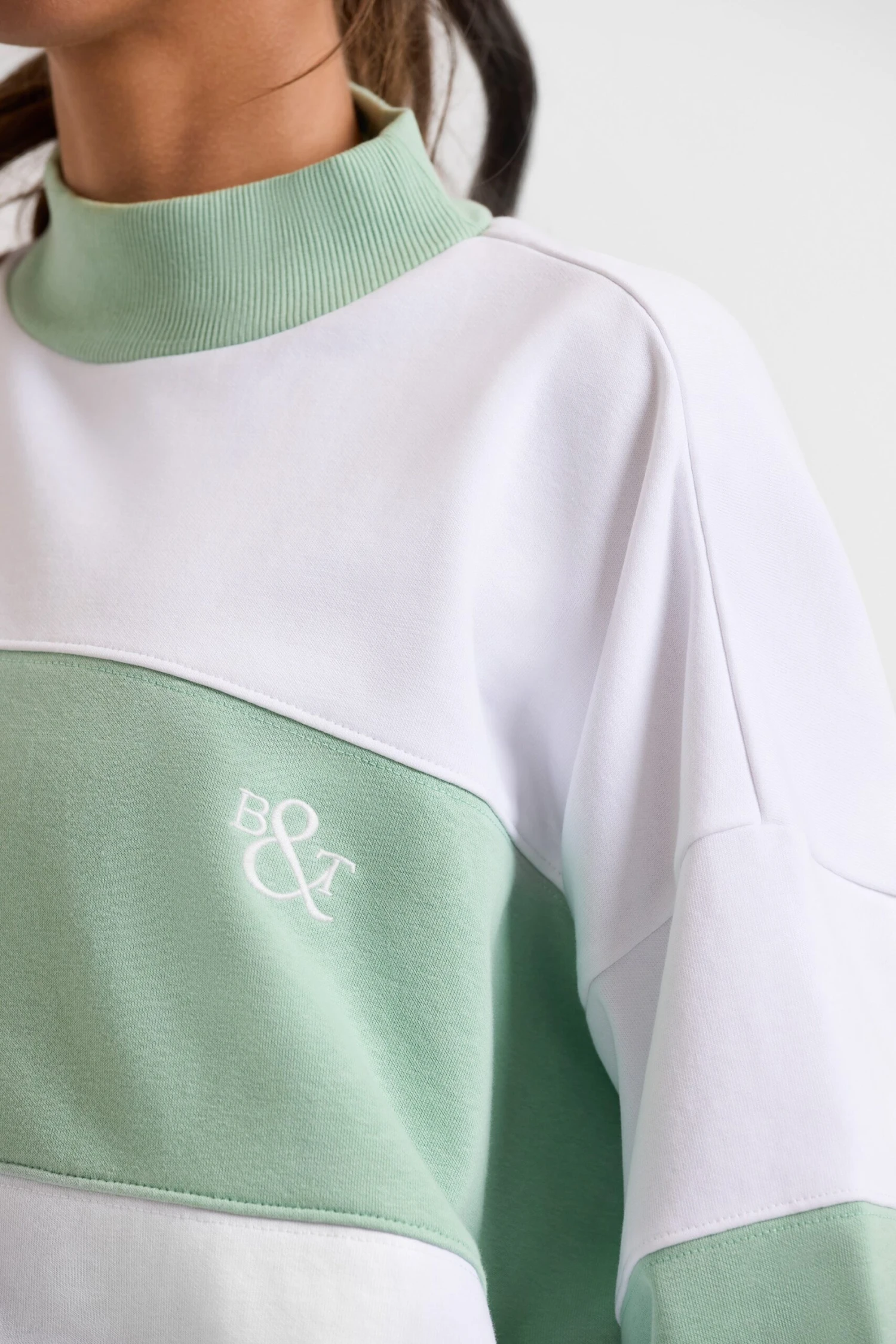 Game - Oversized High Neck Sweatshirt In Mint Green - Image 4