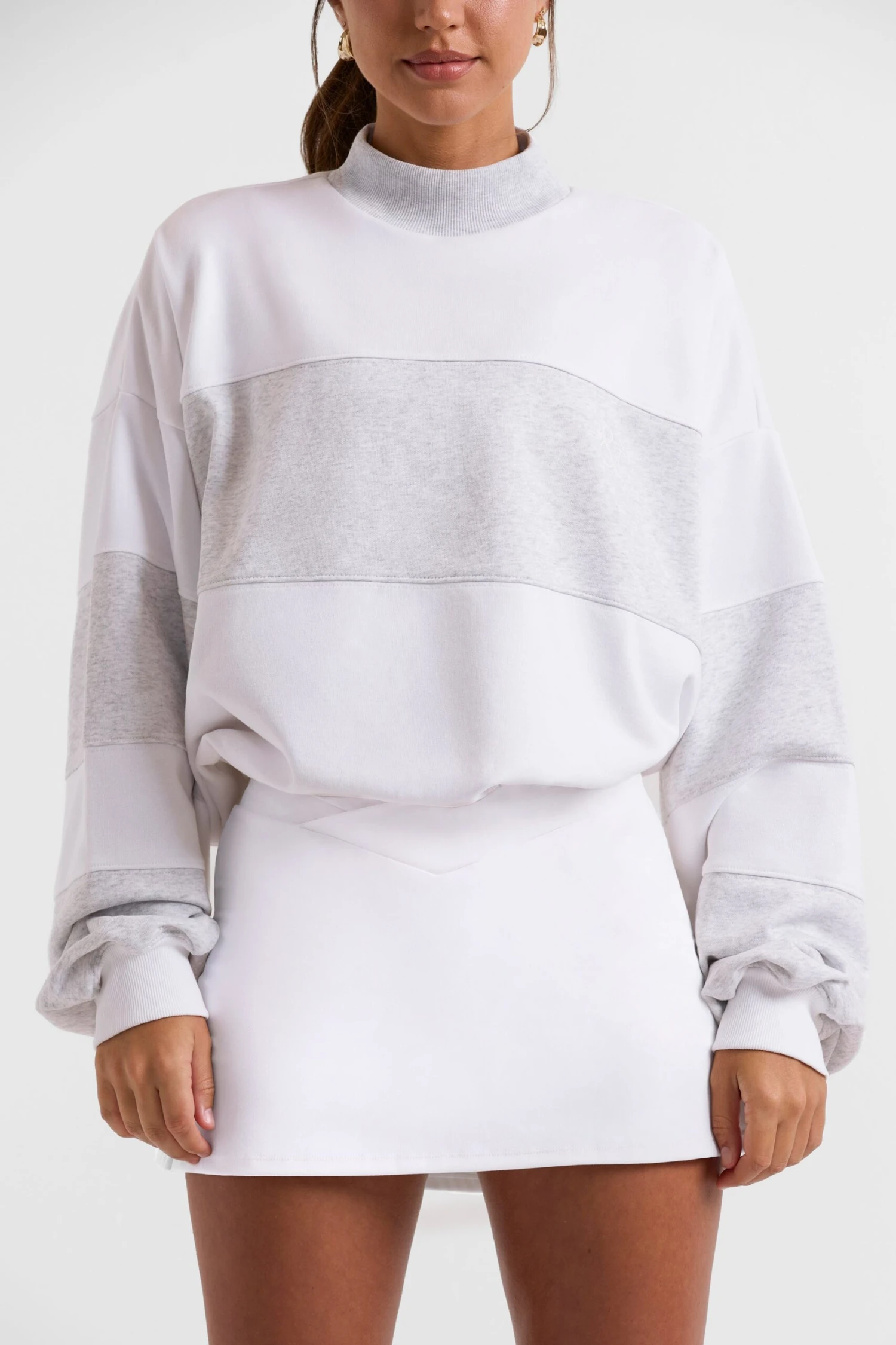 Game - Oversized High Neck Sweatshirt In Soft Grey - Image 4