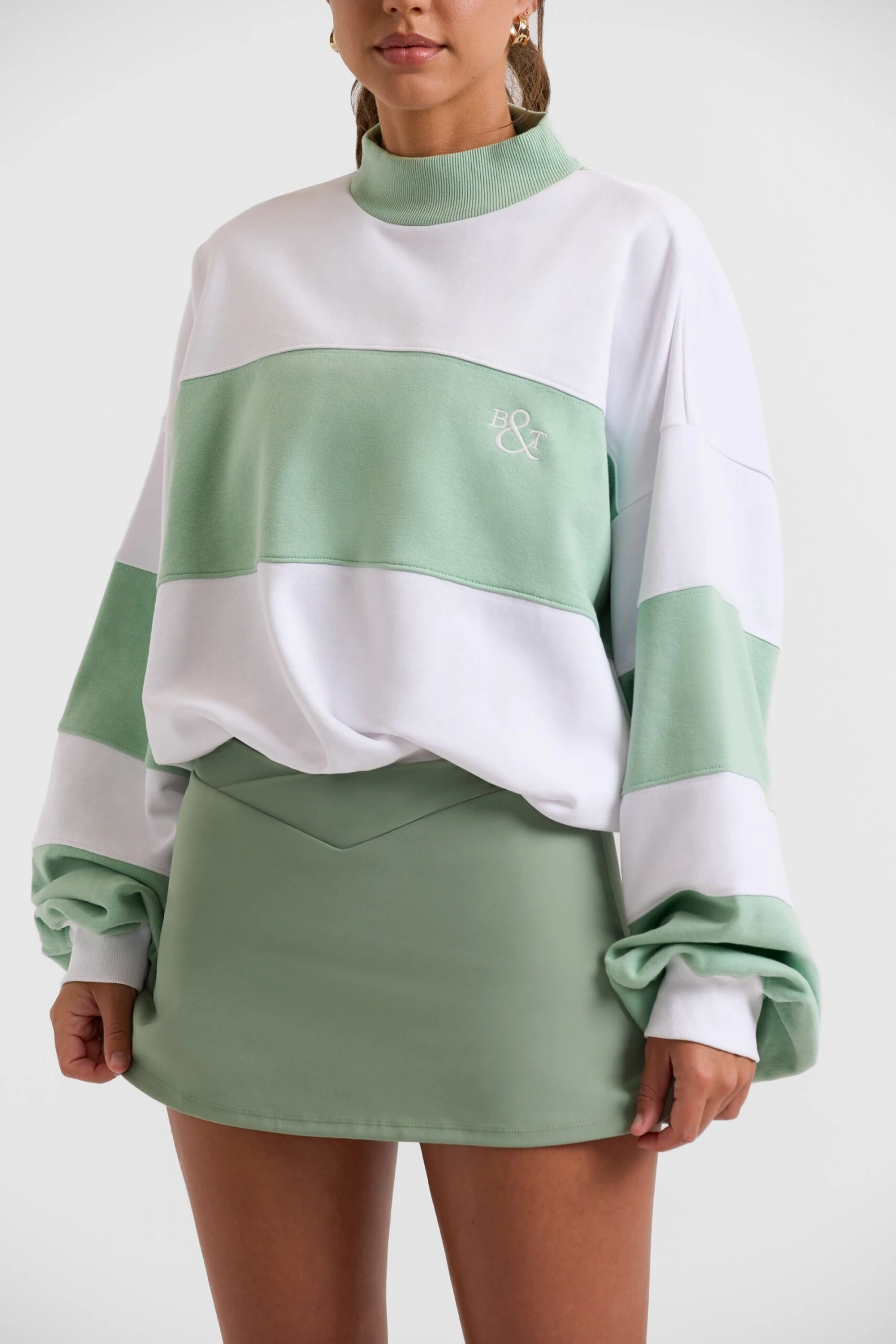 Game - Oversized High Neck Sweatshirt In Mint Green - Image 5
