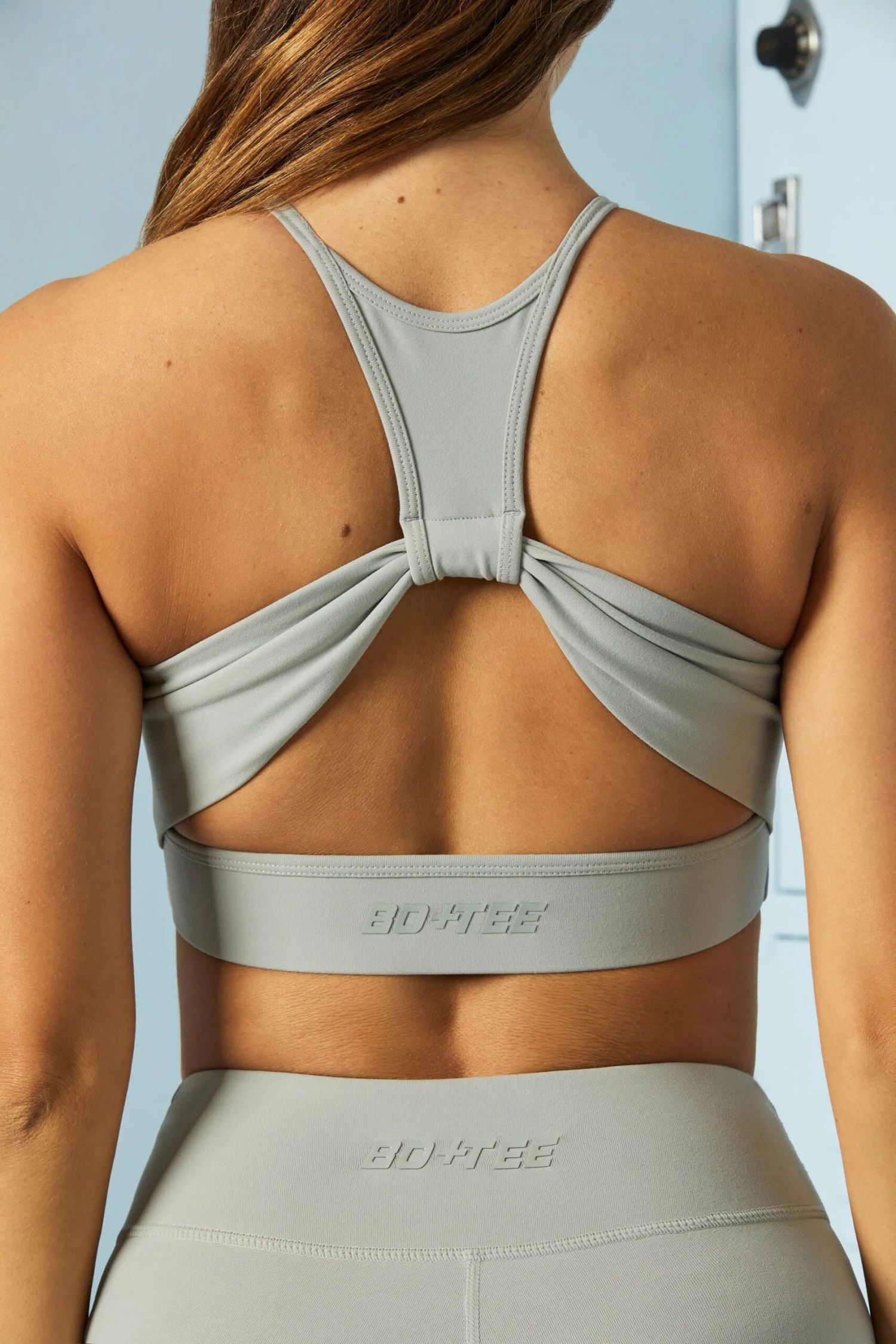 Competitive - Racer Cut Out Back Crop Top In Grey - Image 6
