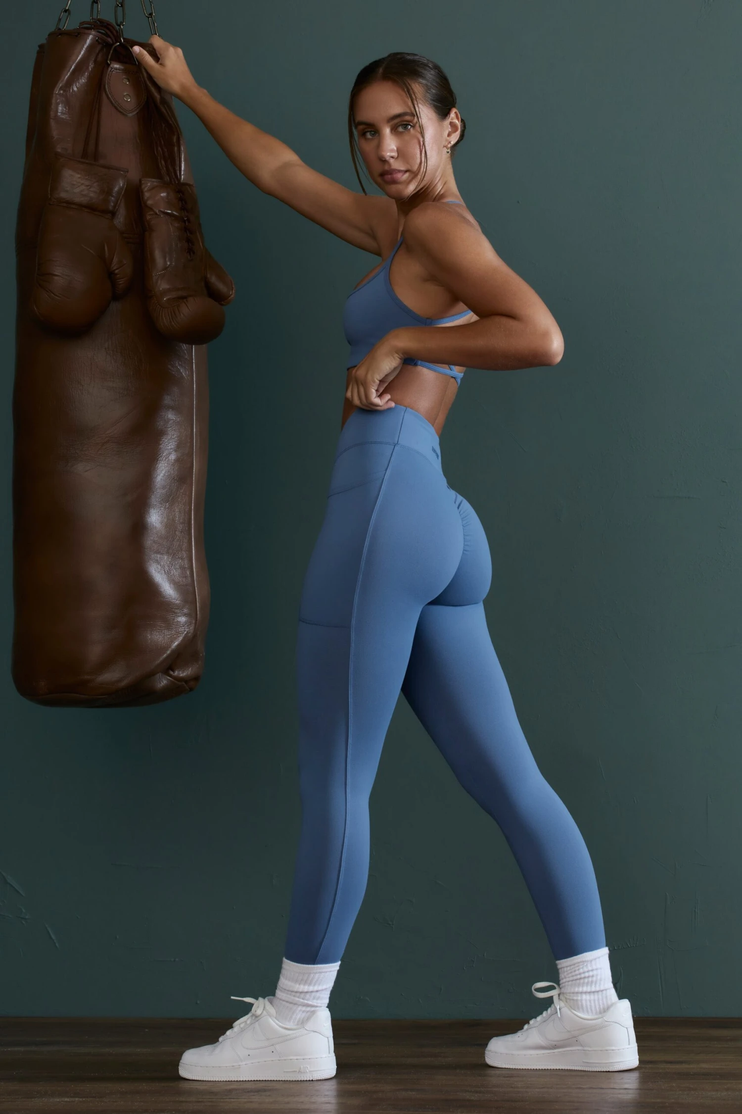 Dedication - High Waist Wrap Over Leggings In Blue - Image 6