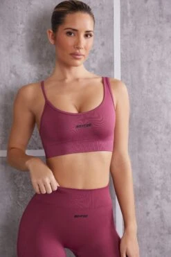 Stretch - Asymmetric Sports Bra In Dark Rose