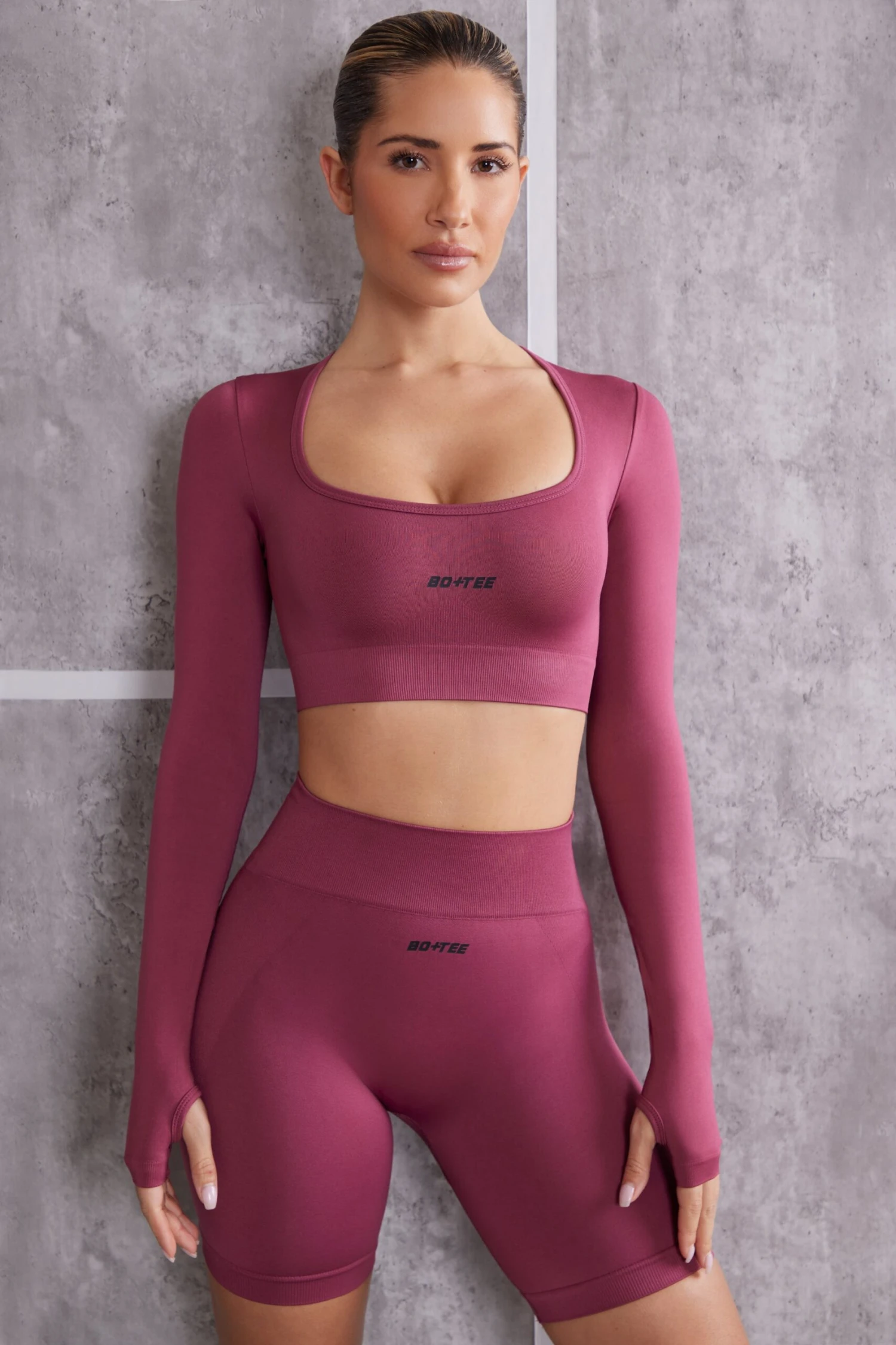 Instinct - Long Sleeve Crop Top In Dark Rose - Image 6