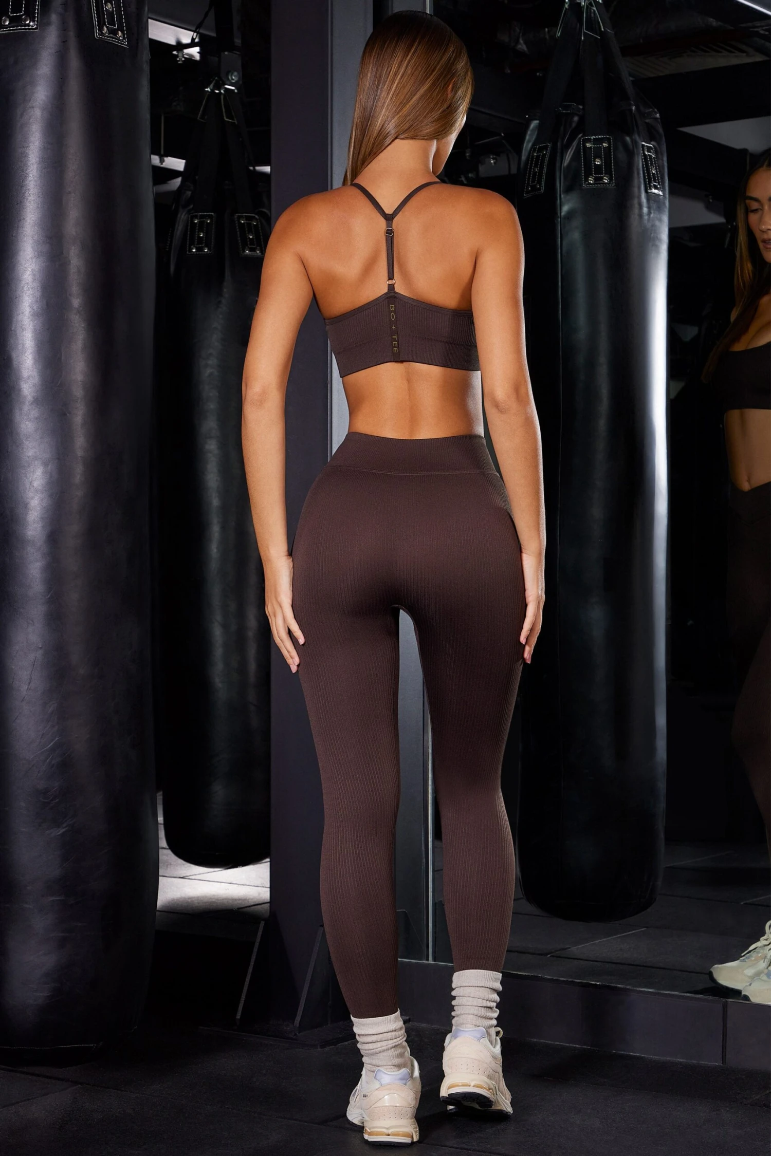 In Control - High Waist Ribbed Leggings In Brown - Image 3