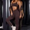 In Control - High Waist Ribbed Leggings In Brown