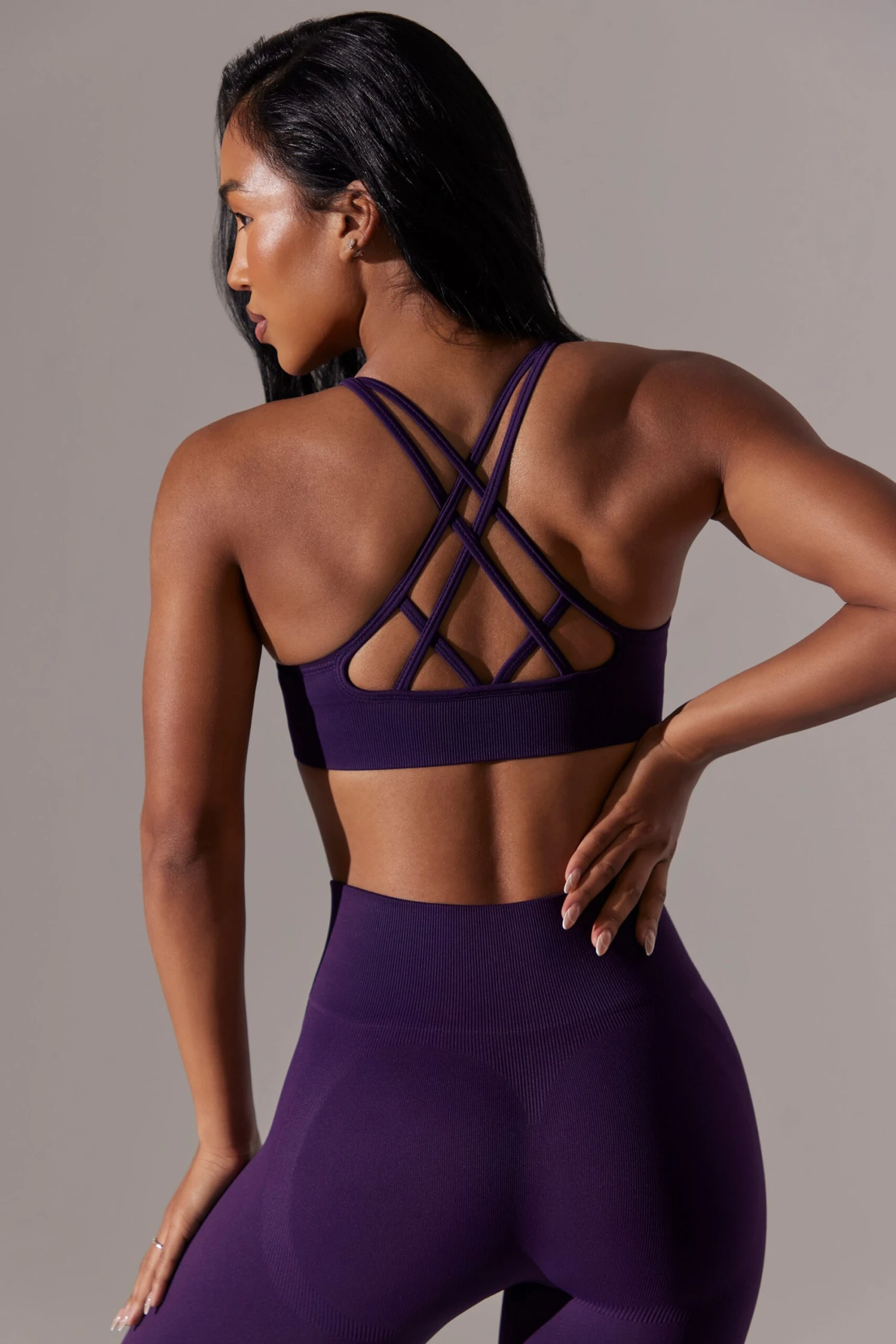 Constant - Scoop Neck Multi Strap Sports Bra In Purple - Image 3