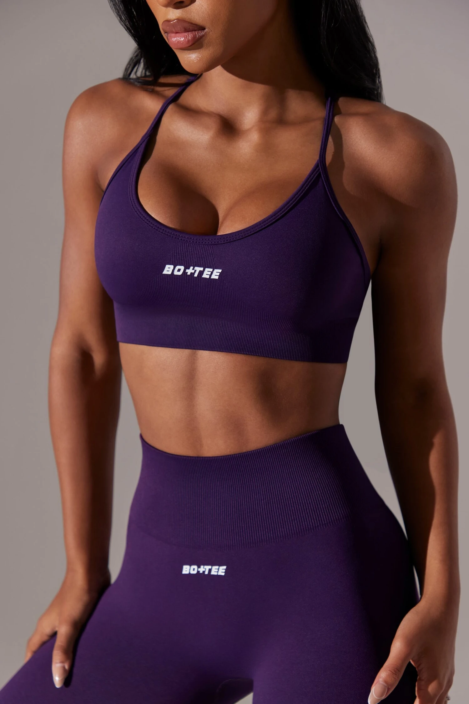 Constant - Scoop Neck Multi Strap Sports Bra In Purple - Image 2