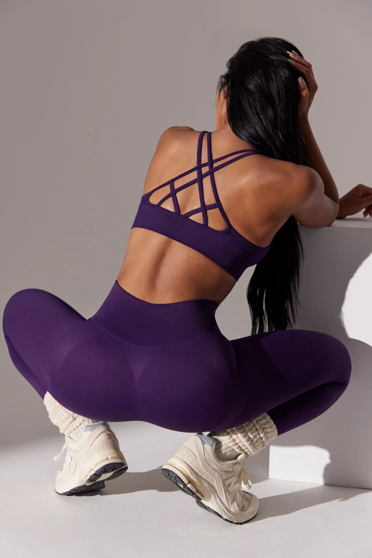 Constant - Scoop Neck Multi Strap Sports Bra In Purple - Image 8