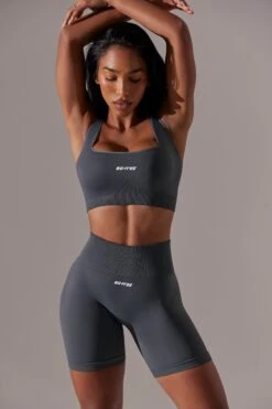 Zealous - High Waist Super Sculpt Biker Shorts In Grey