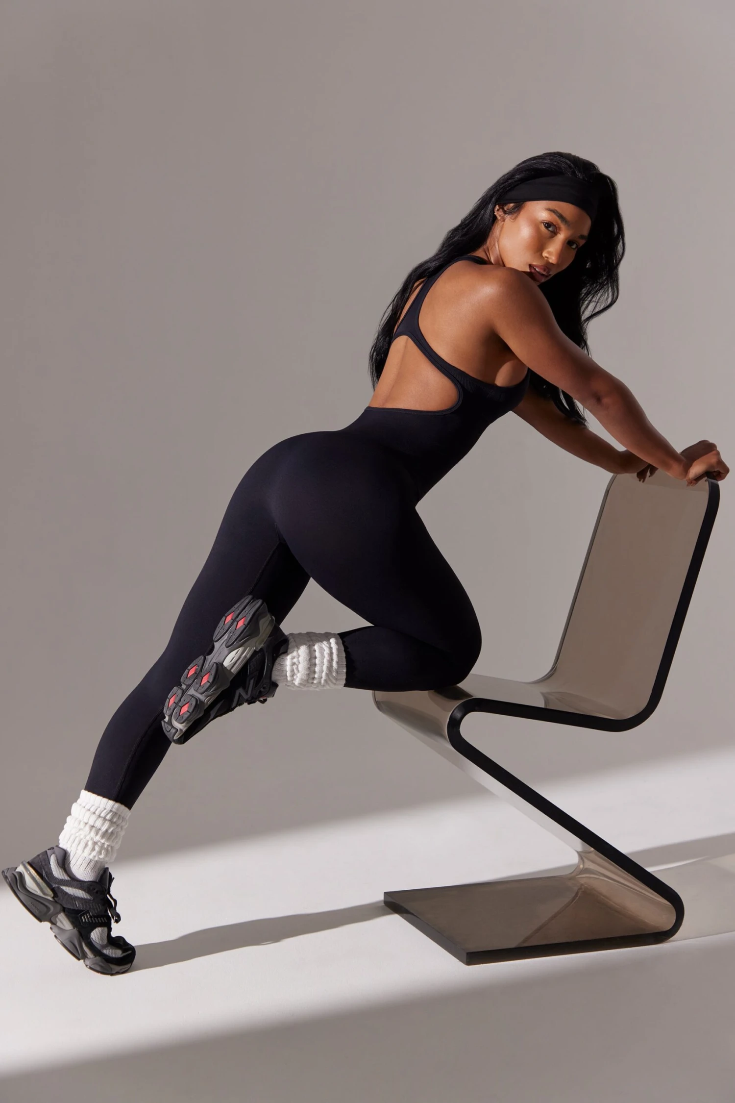 Committed - Plunge Neck Cut Out Back Jumpsuit In Black - Image 9