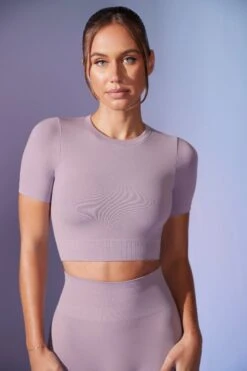 Excel - Define Luxe Baby Tee Crop Top In Dusty Lilac