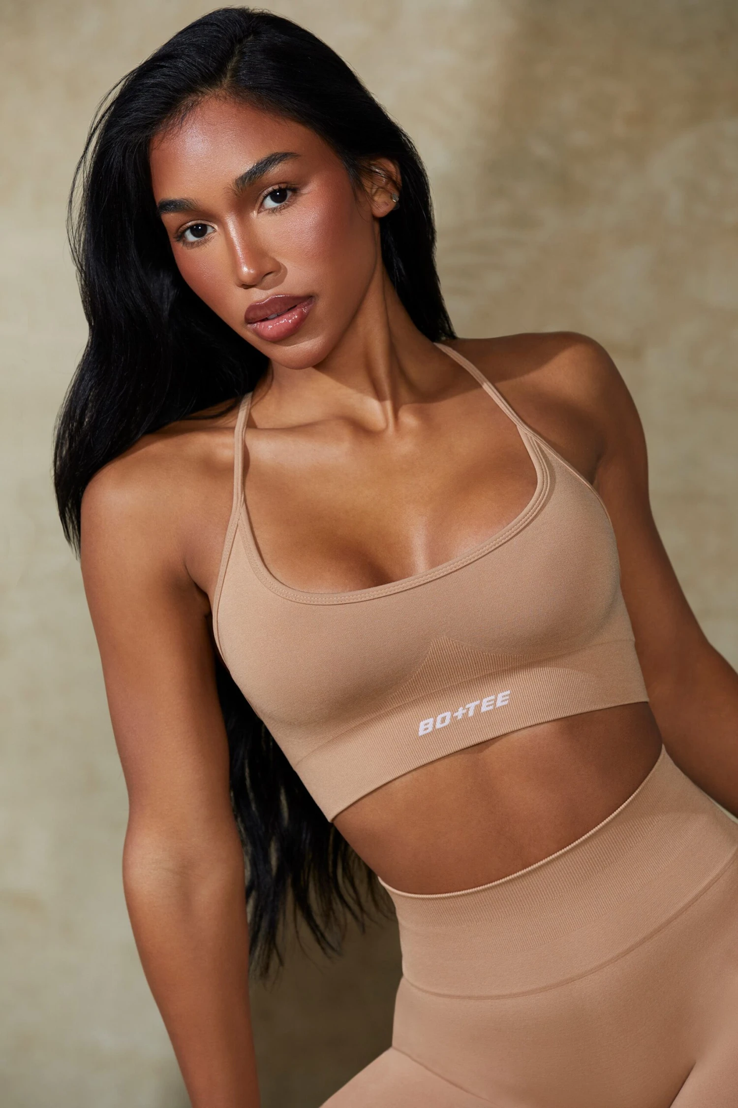 Definition - Low Back Define Luxe Sports Bra In Warm Taupe - Image 4