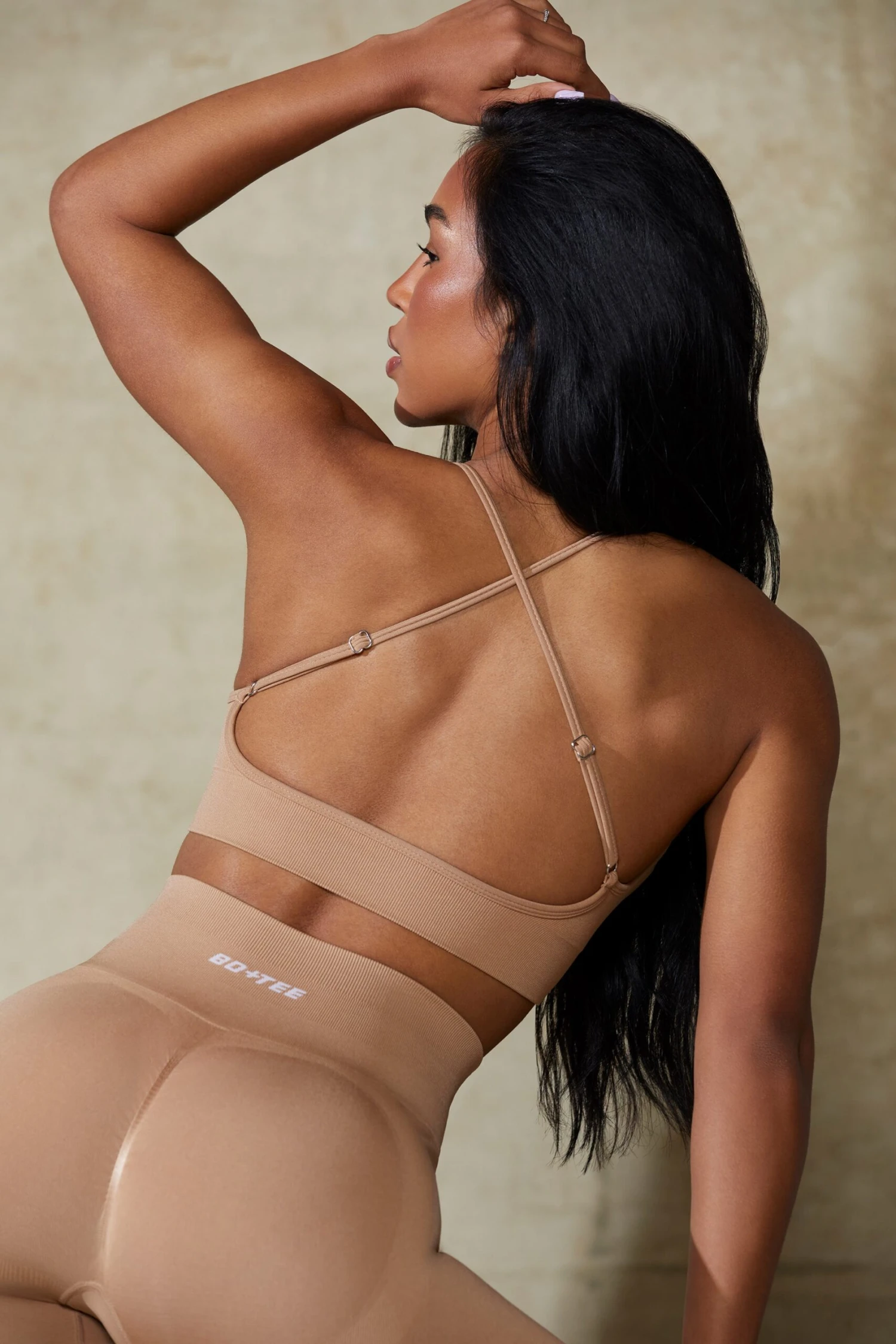 Definition - Low Back Define Luxe Sports Bra In Warm Taupe - Image 3