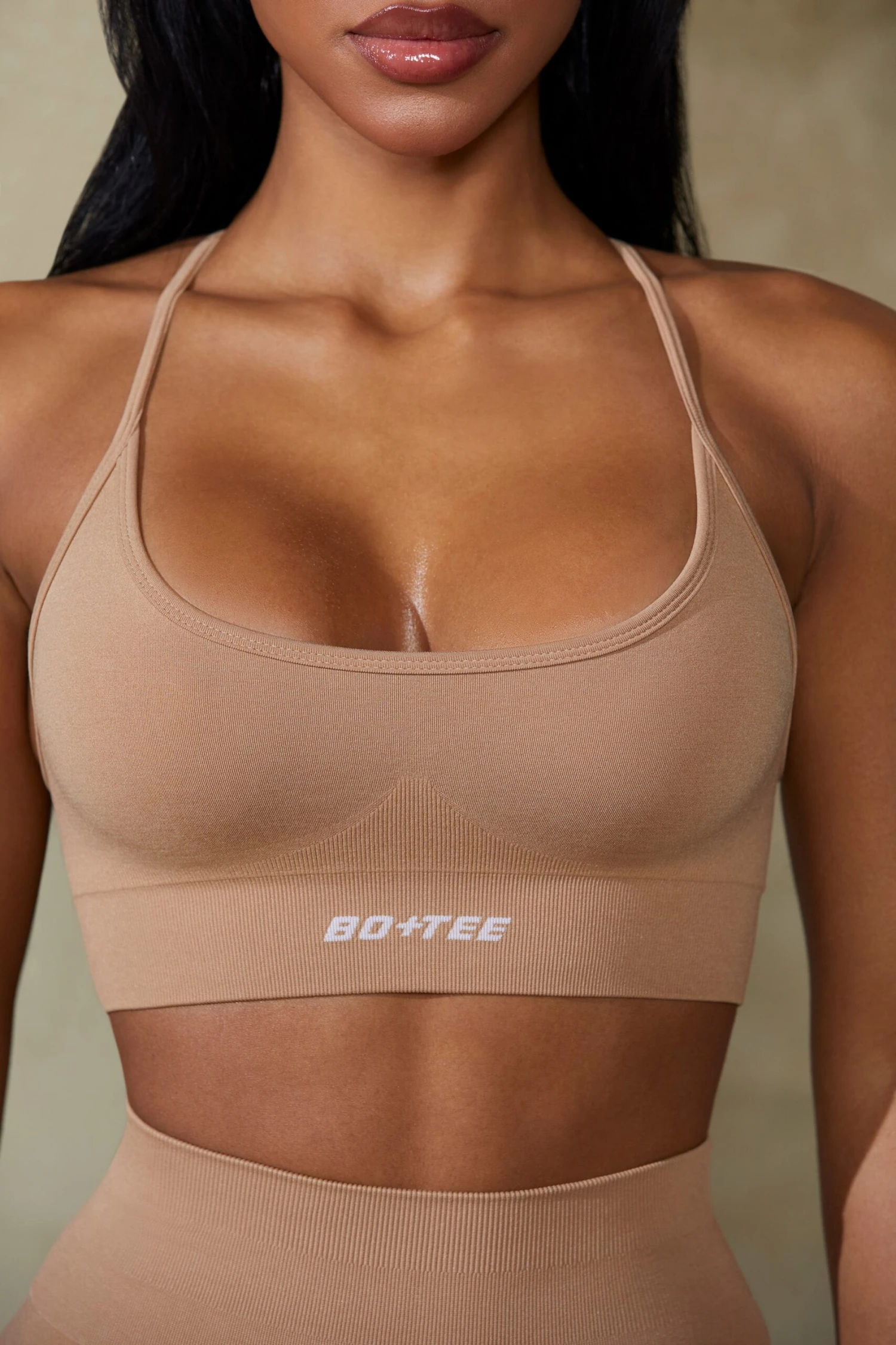 Definition - Low Back Define Luxe Sports Bra In Warm Taupe - Image 7