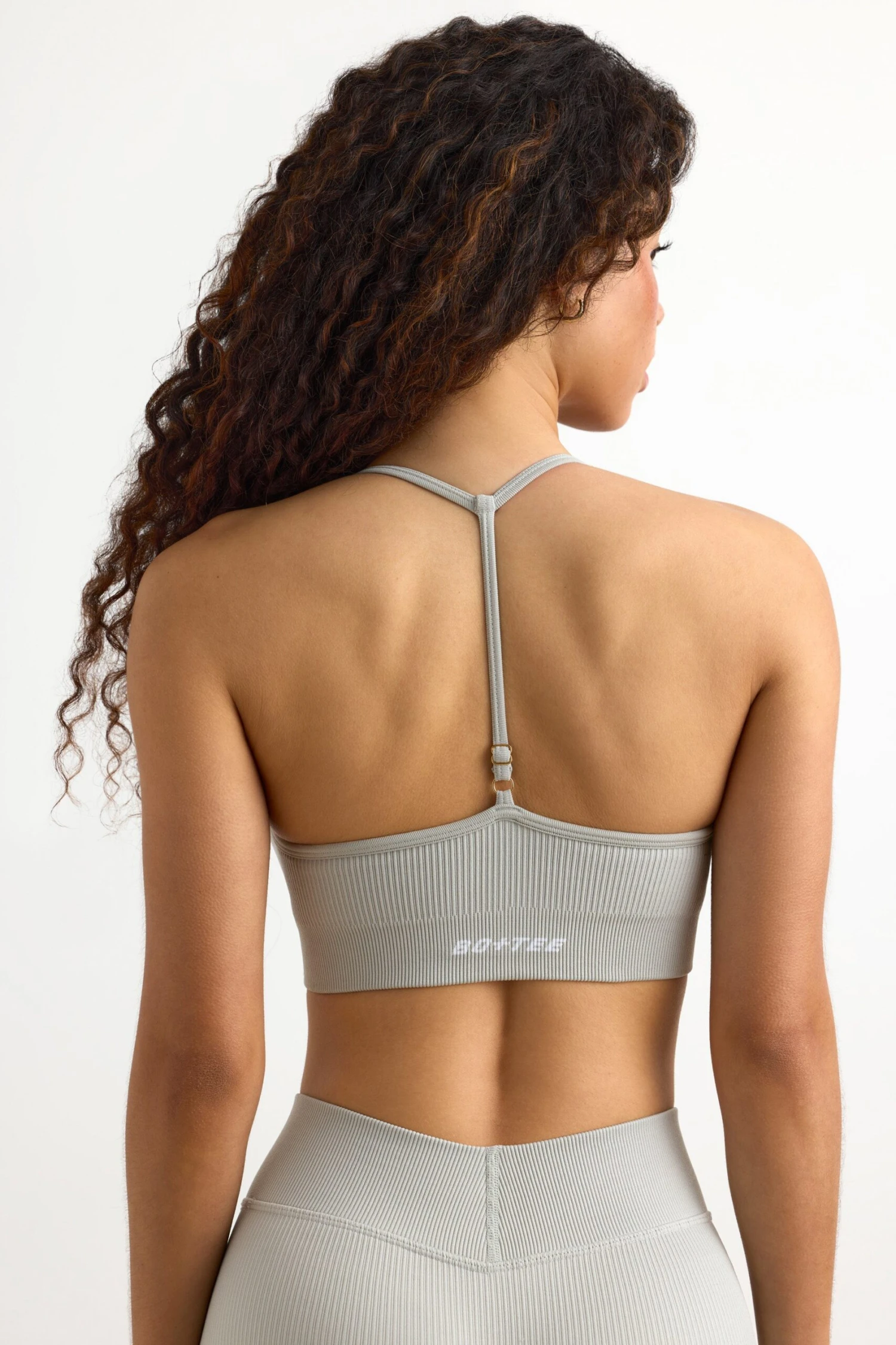 Breathe - FlexiRib Scoop Neck Sports Bra In Grey - Image 3
