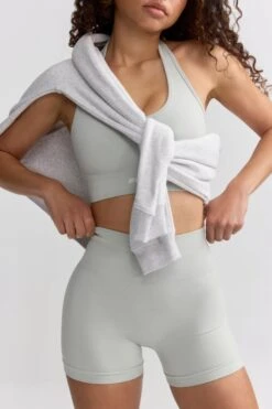 Define Luxe High Waist Mini Shorts In Fog