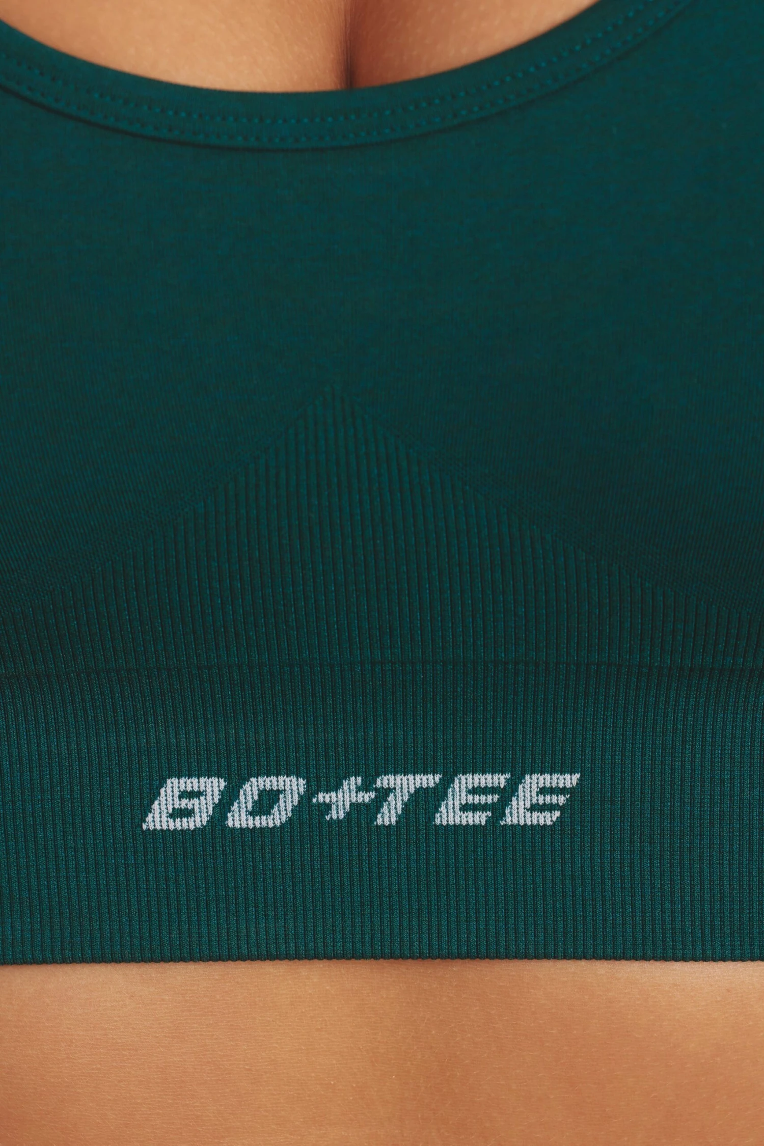 Focused - Halter Neck Define Luxe Sports Bra In Jade Green - Image 4