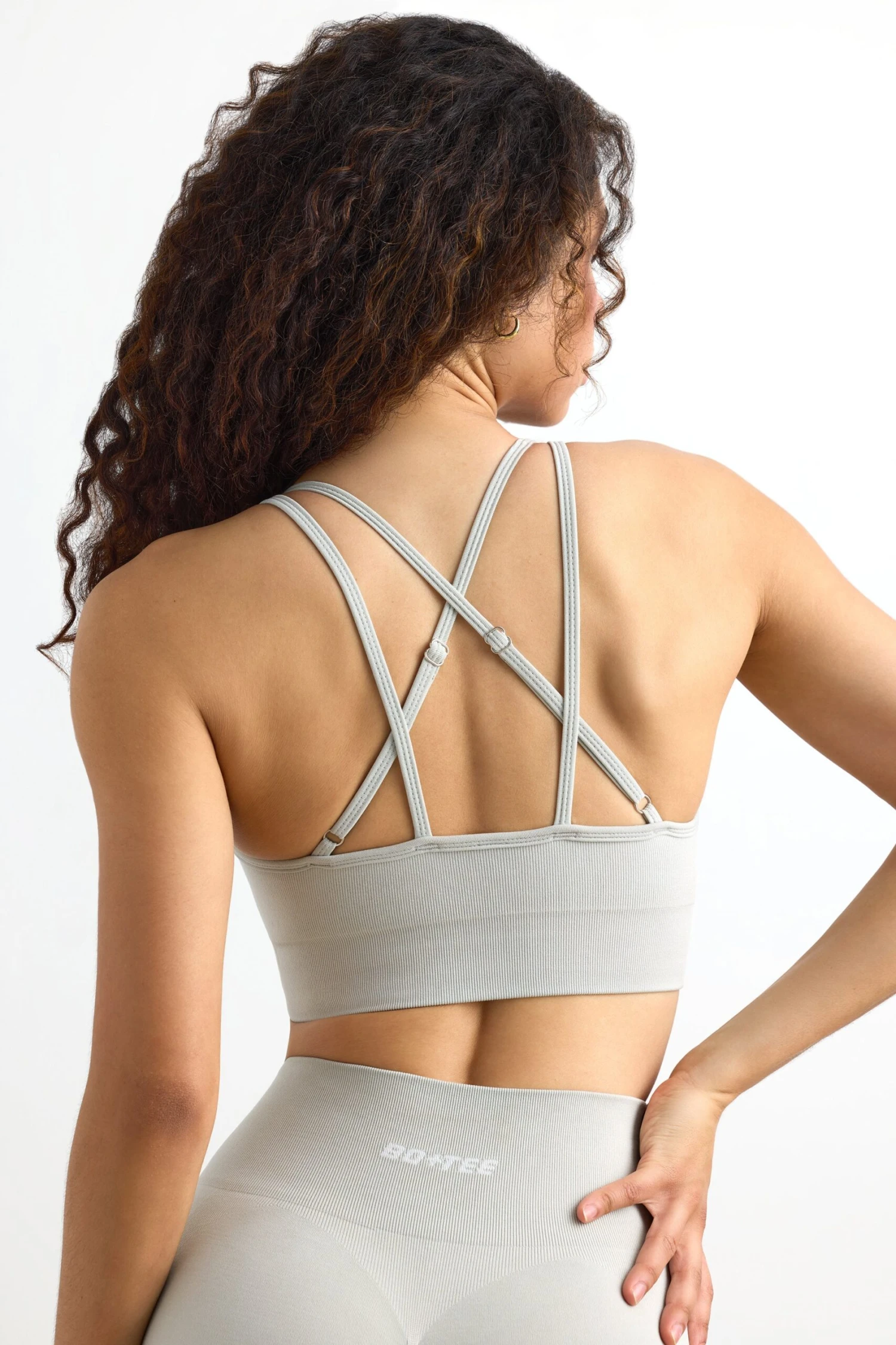 Define Luxe Strappy Sports Bra In Fog - Image 3