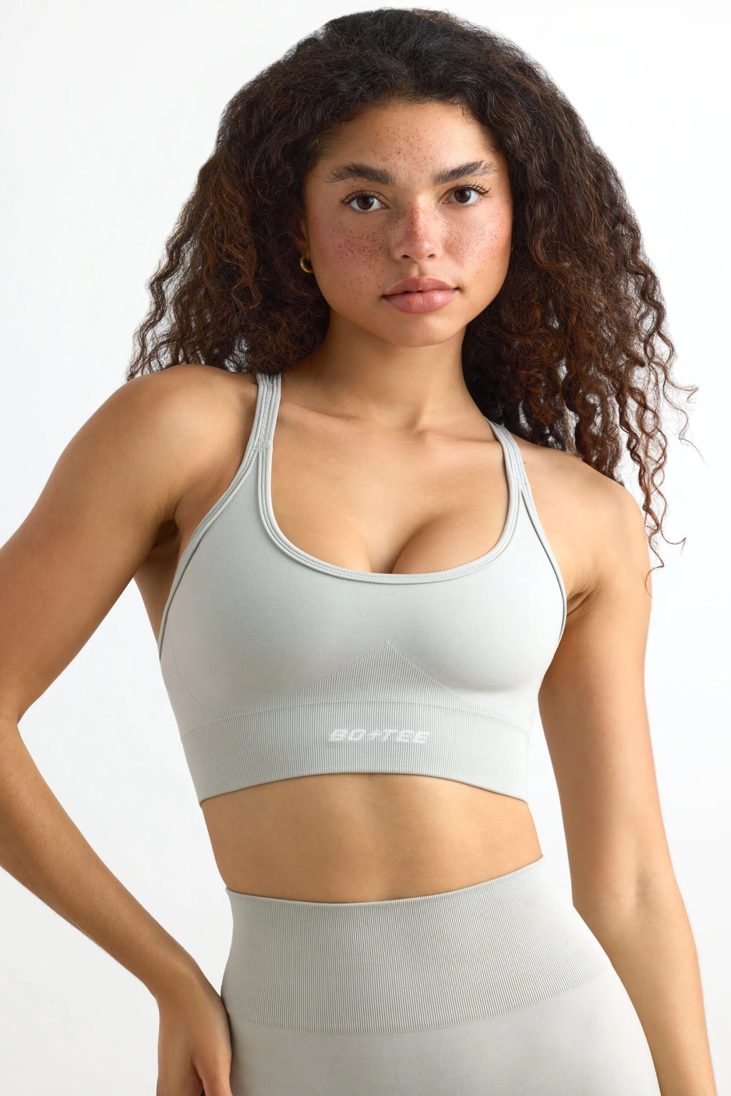 Define Luxe Strappy Sports Bra In Fog - Image 4