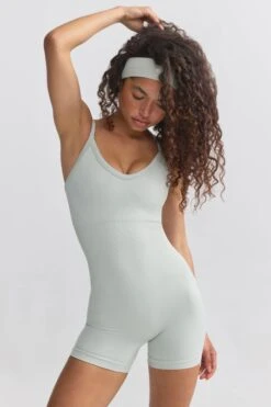 Super Sculpt Seamless Short Unitard In Fog