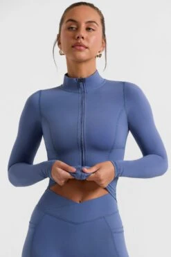 Rally - Zip Up Jacket In Slate Blue