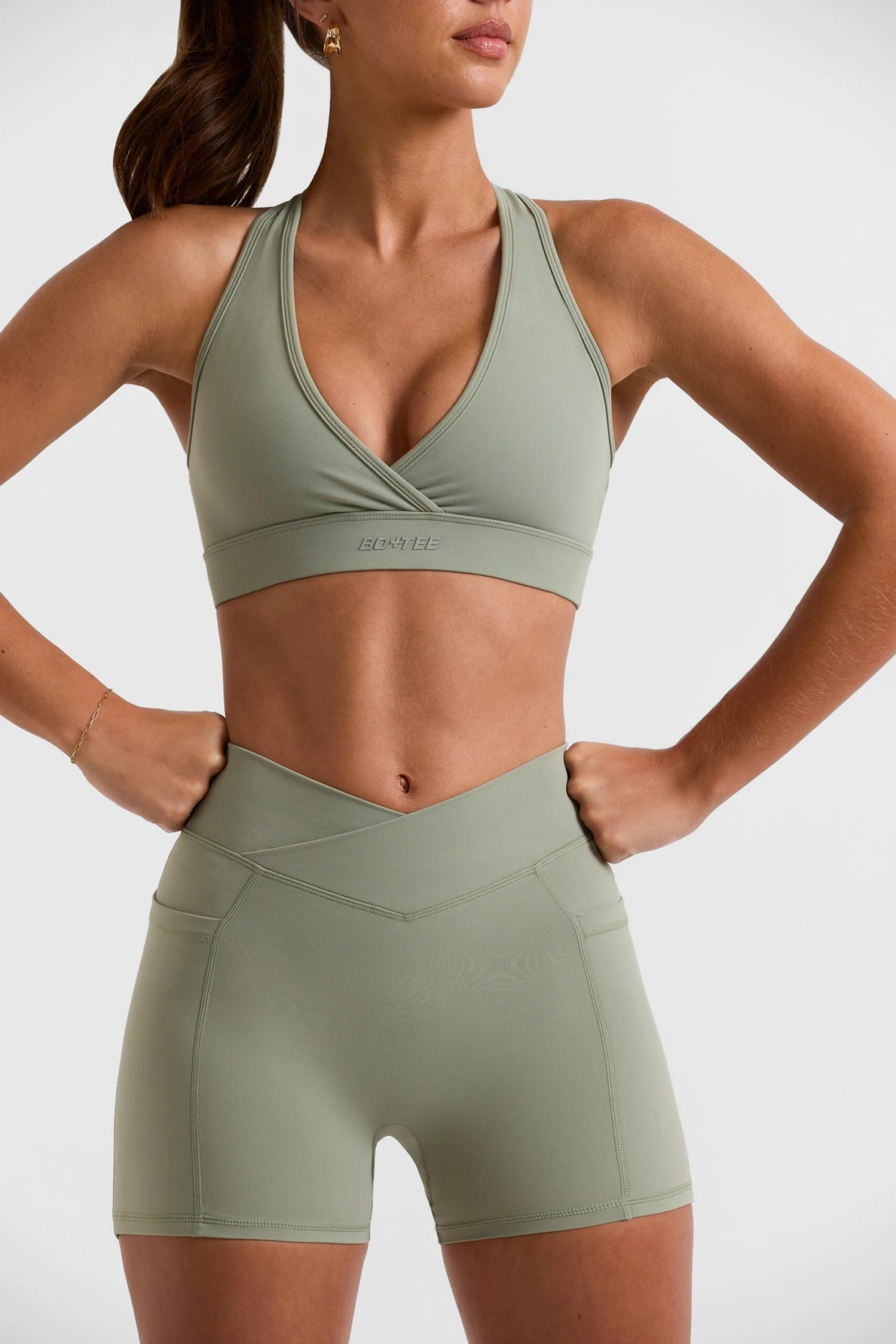 Volley - Cut Out Back Sports Bra In Bamboo Green - Image 9