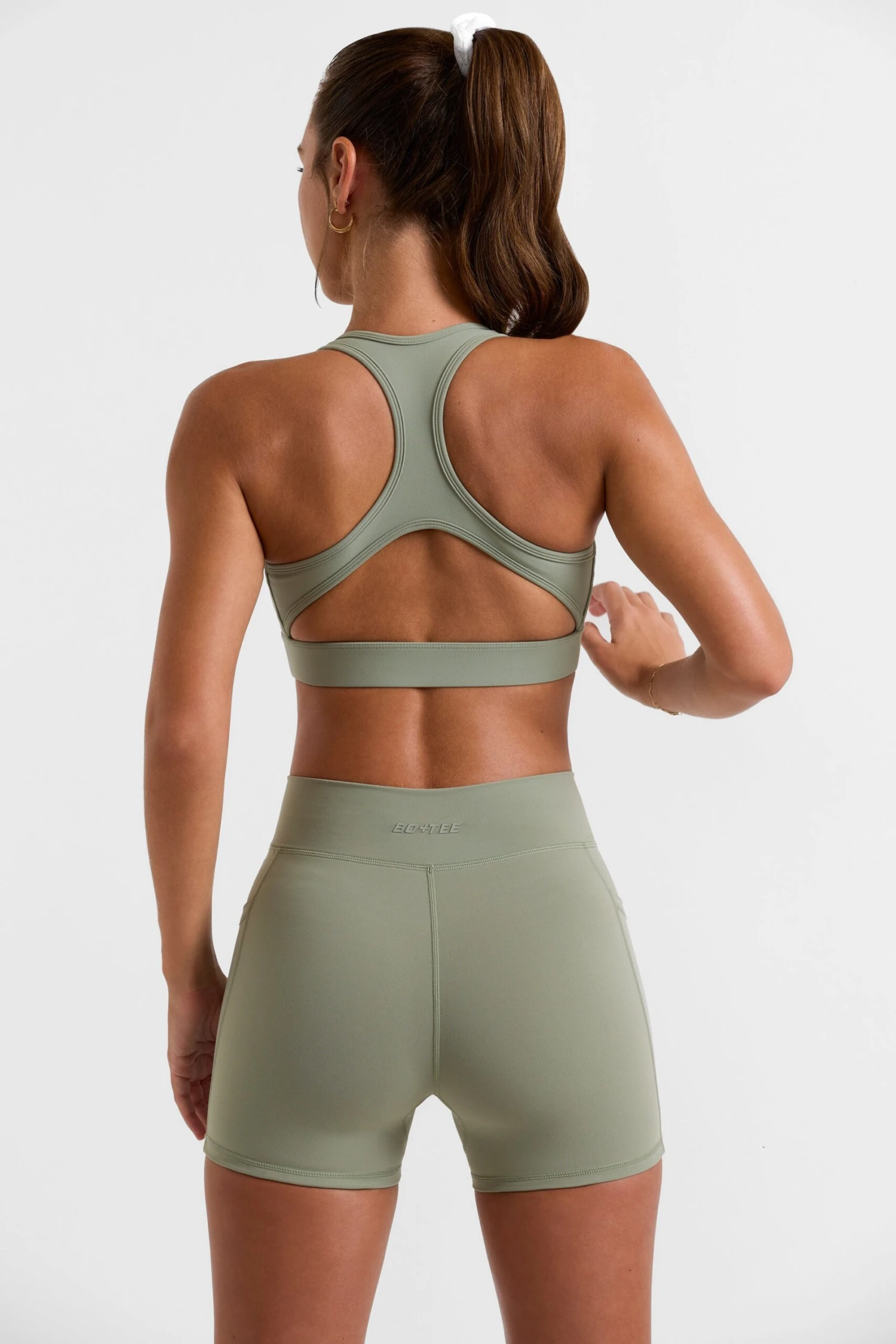 Volley - Cut Out Back Sports Bra In Bamboo Green - Image 3