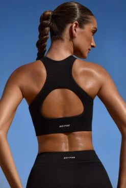 Success - High Neck Open Back FlexiRib Sports Bra In Black