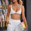 Restful - Soft Rib High Waist Mini Shorts In White
