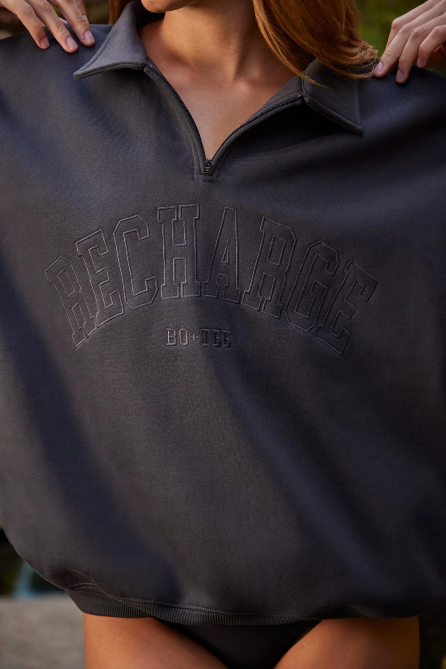 Recharge - Oversized Half Zip Sweatshirt In Black - Image 5