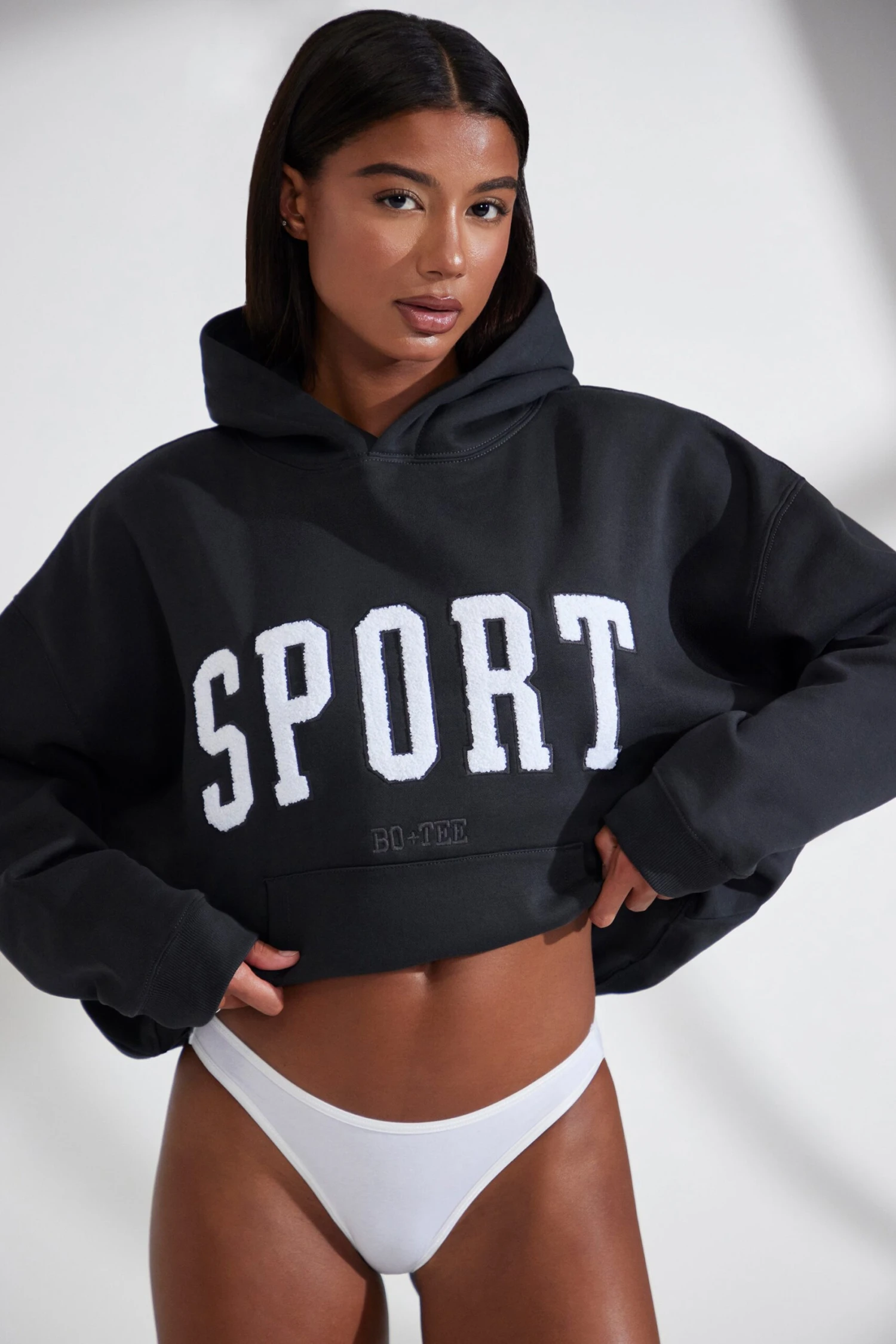 Varsity - Oversized Hooded Sweatshirt In Black - Image 6